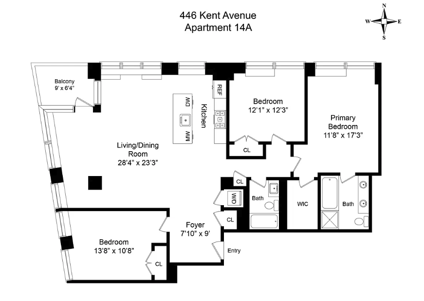 Floorplan for 446 Kent Avenue, 14A