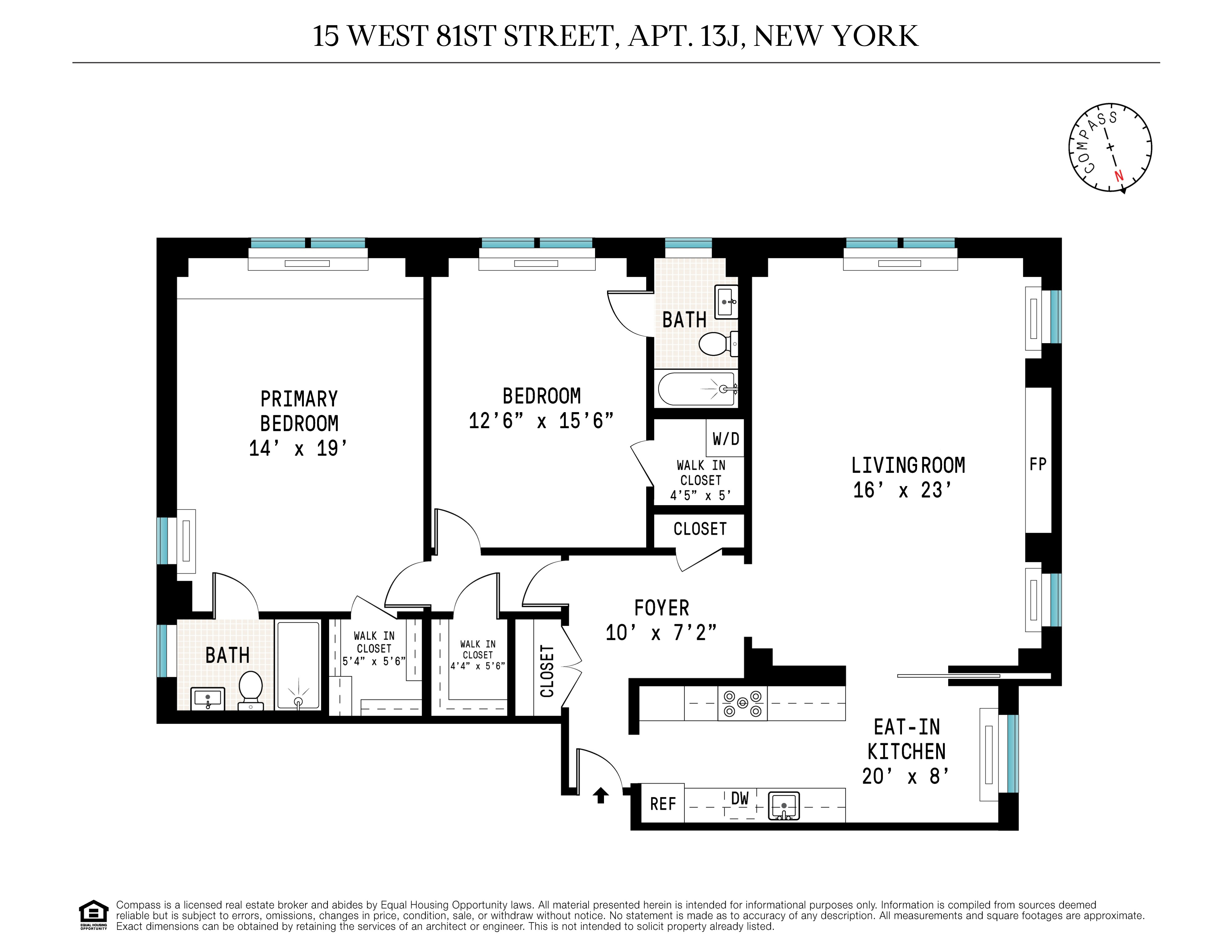 Floorplan for 15 West 81st Street, 13J