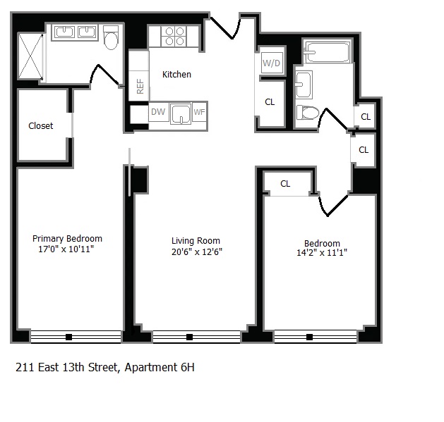 Floorplan for 211 East 13th Street, 6H