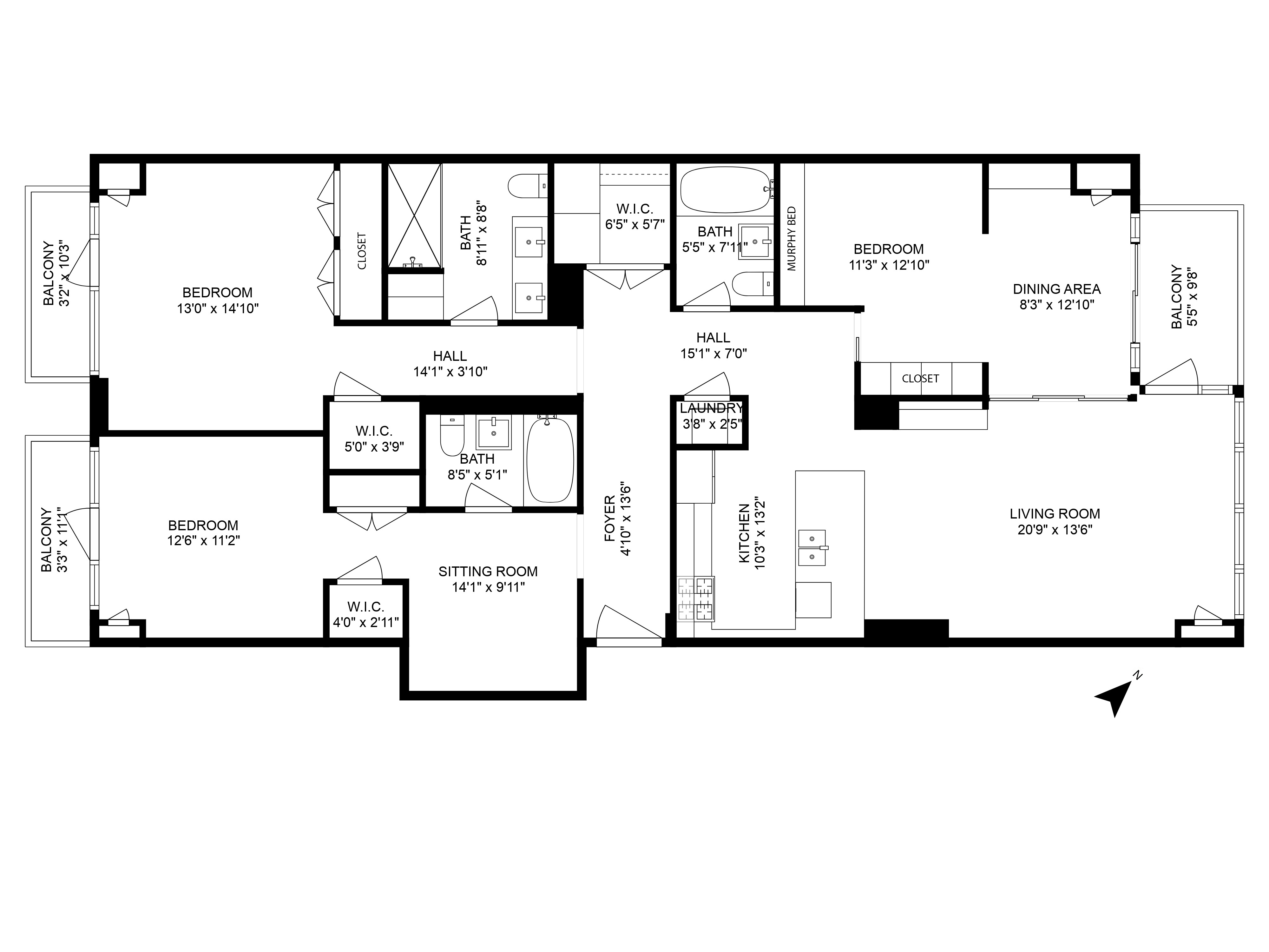 Floorplan for 350 West 53rd Street, 4C