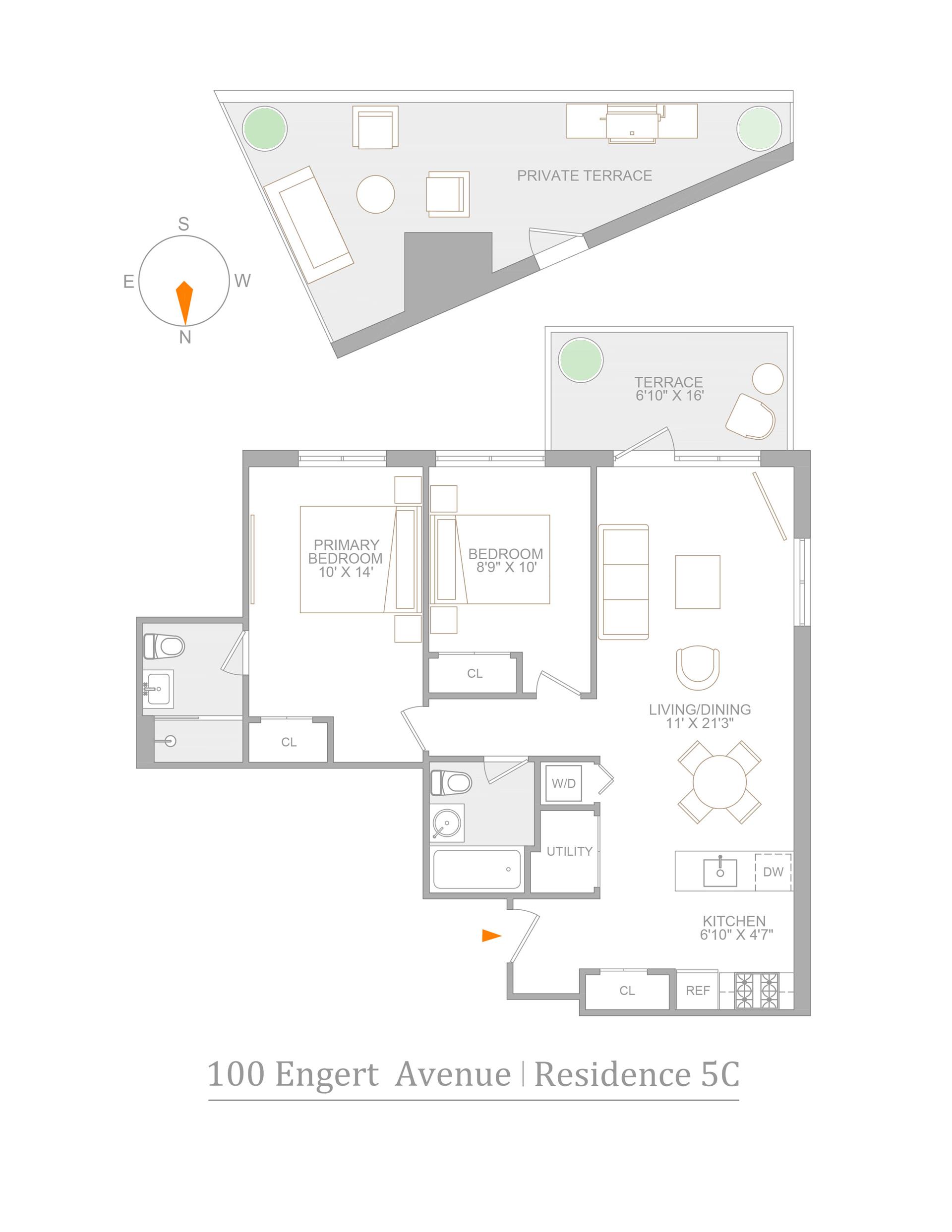 Floorplan for 100 Engert Avenue, 5C