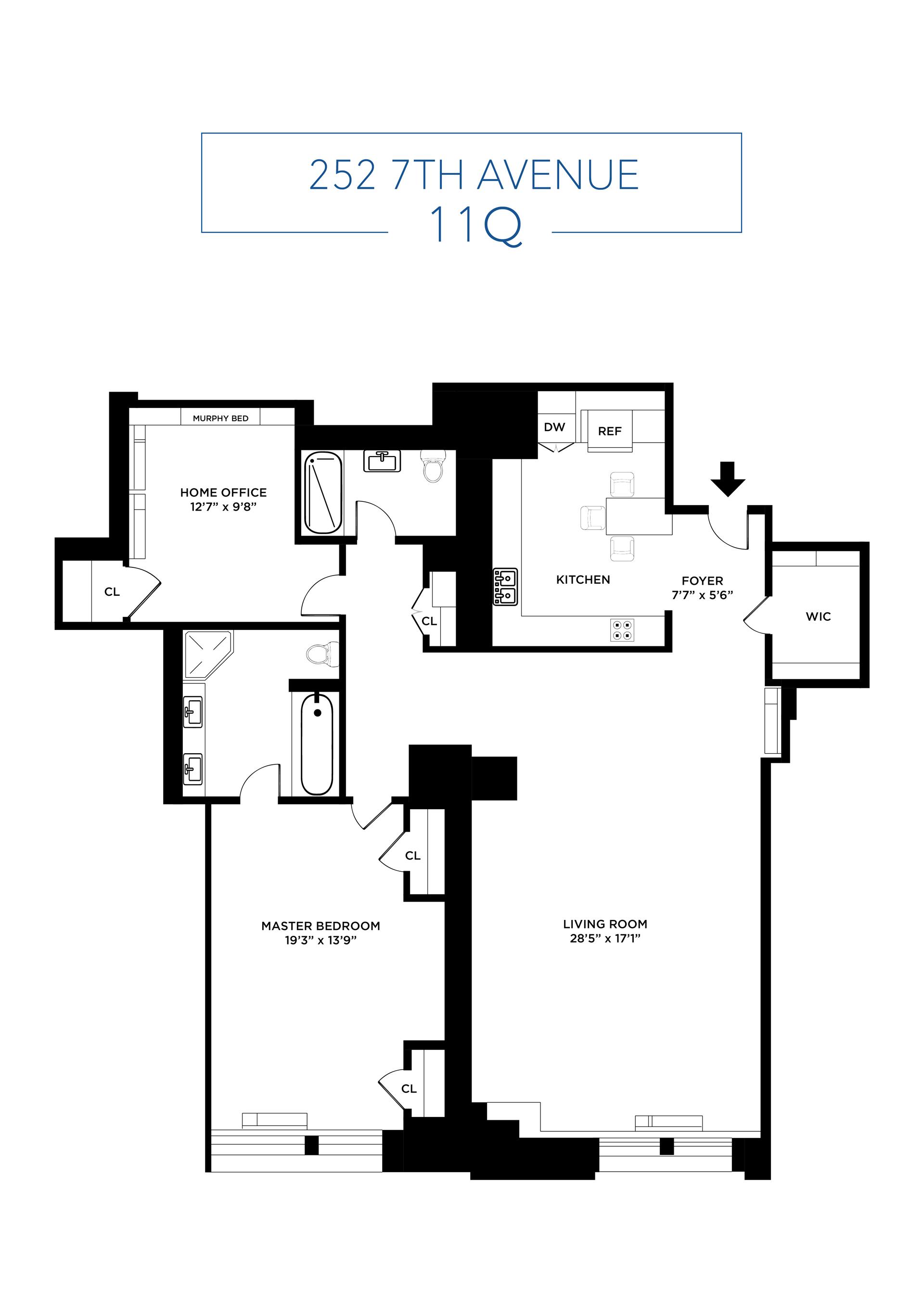 Floorplan for 252 7th Avenue, 11Q