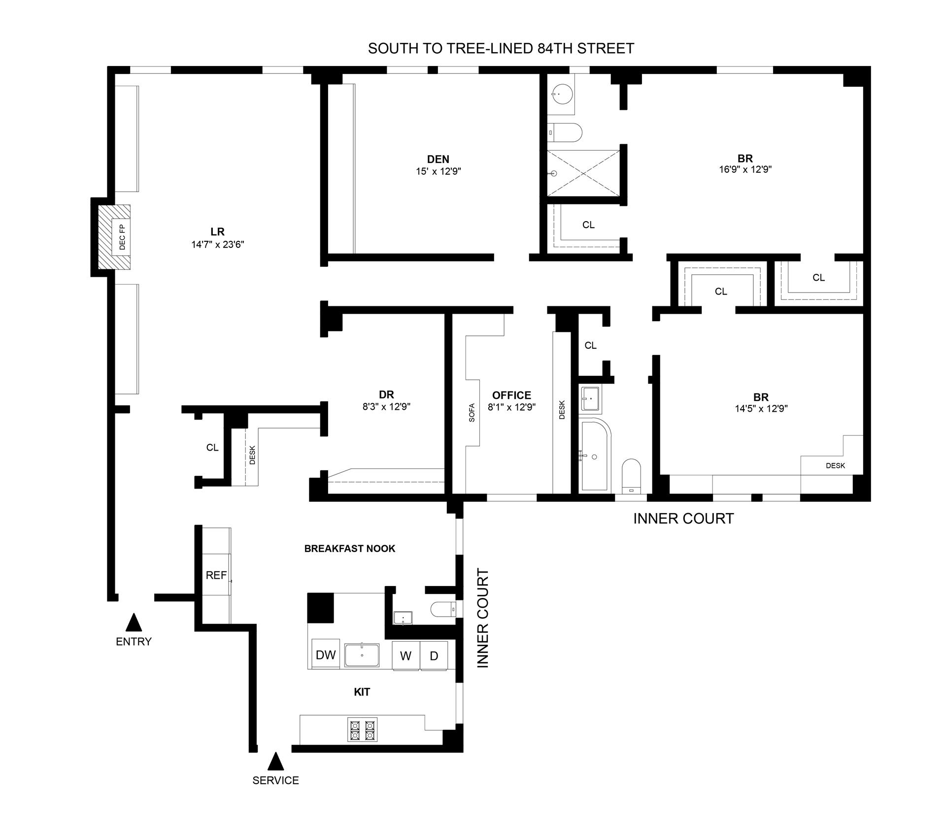 Floorplan for 125 East 84th Street, 2A