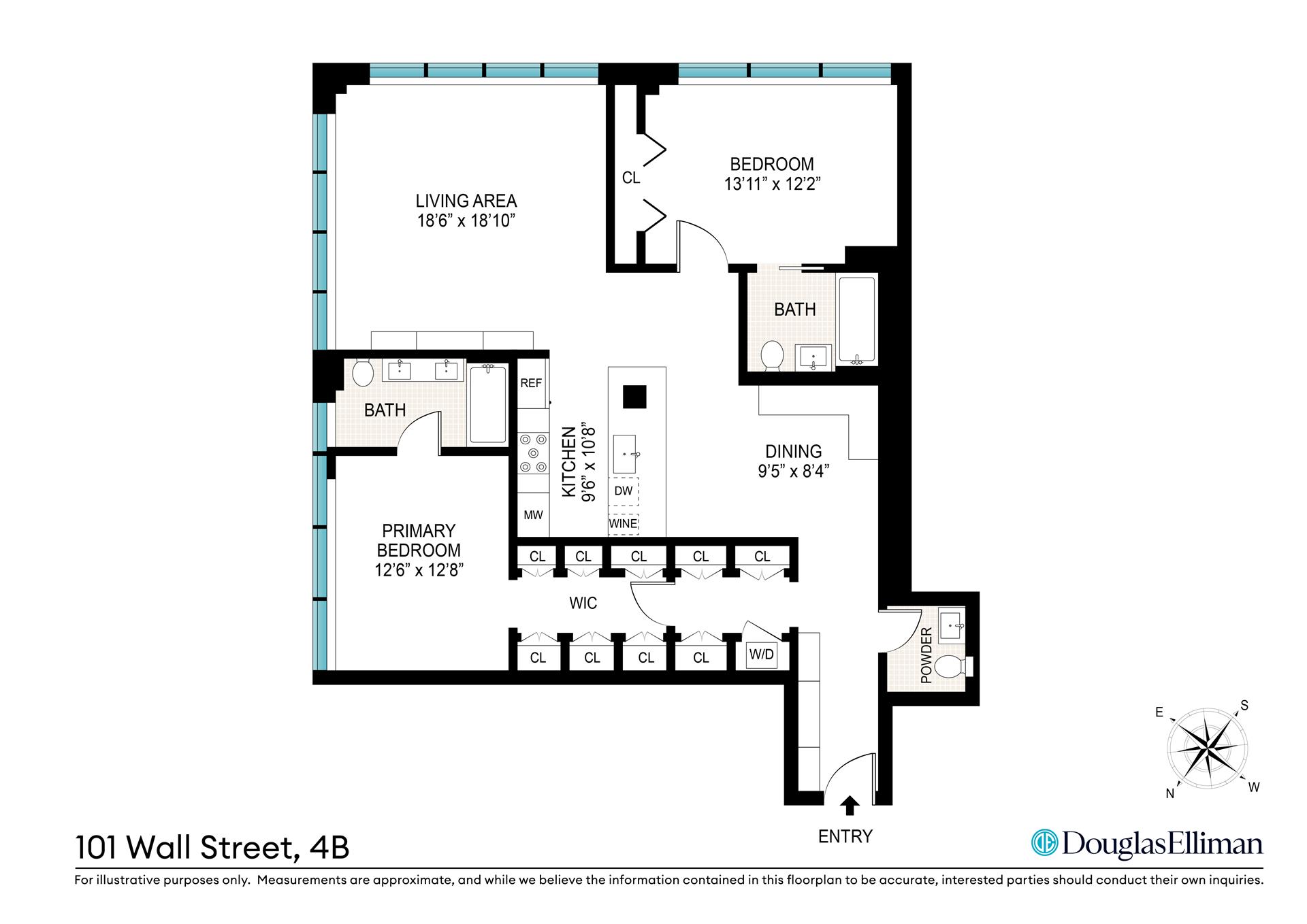 Floorplan for 101 Wall Street, 4B