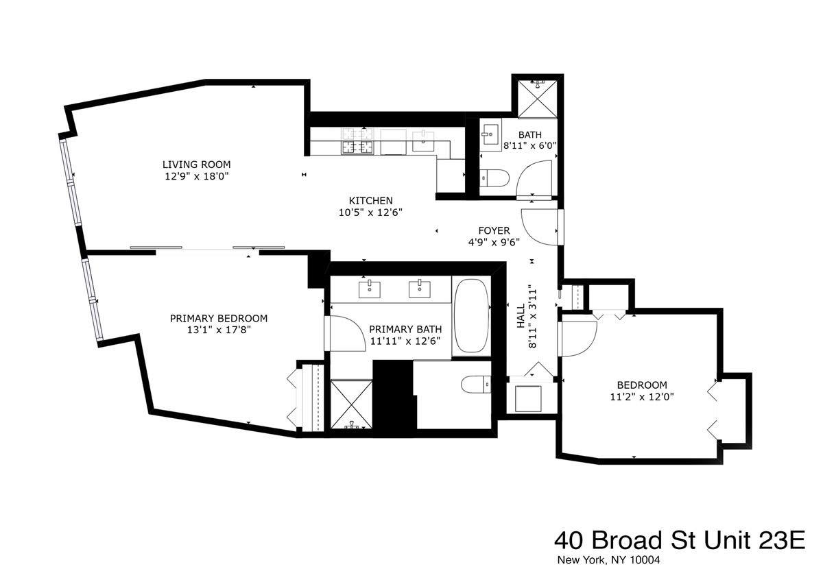 Floorplan for 40 Broad Street, 23-E