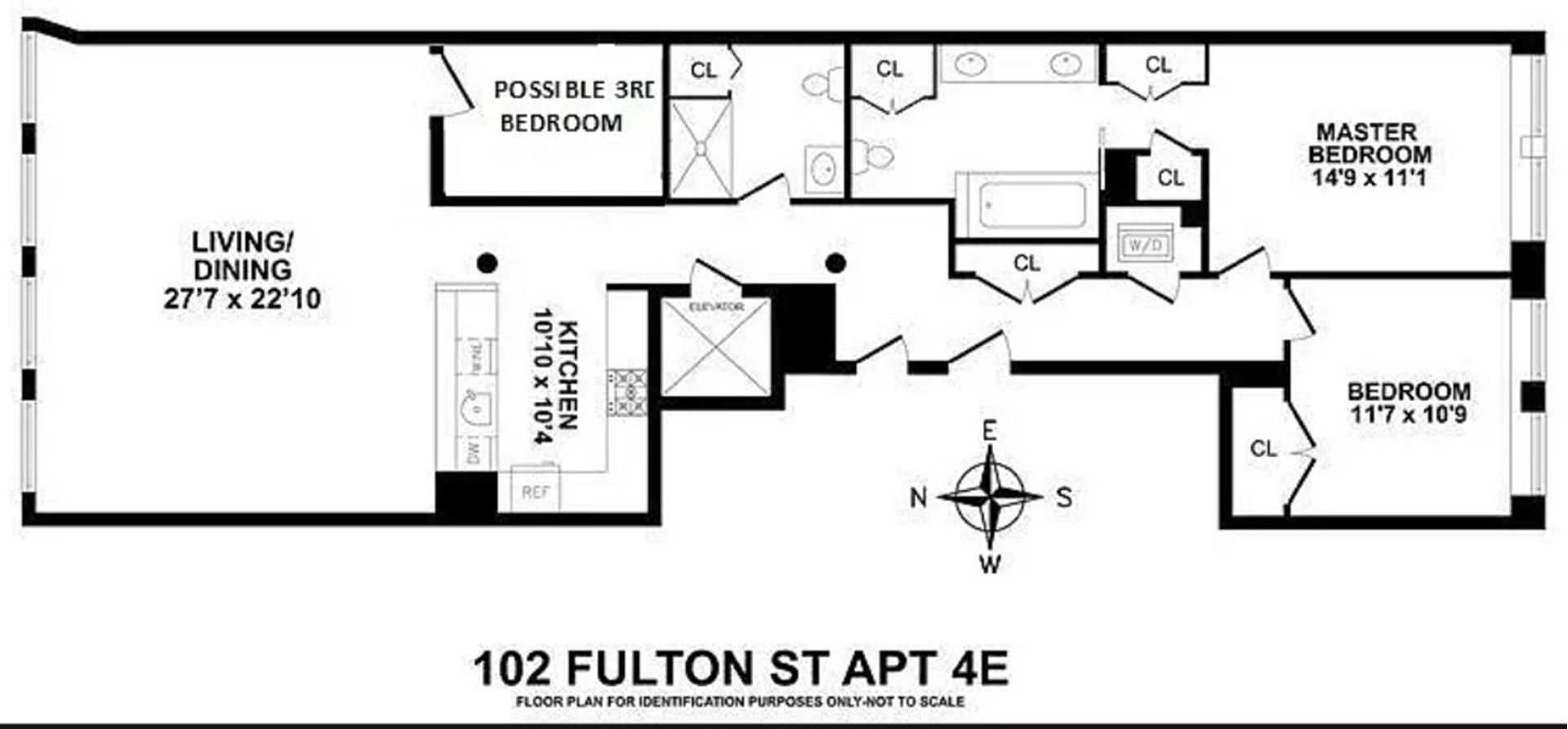 Floorplan for 102 Fulton Street, 4E