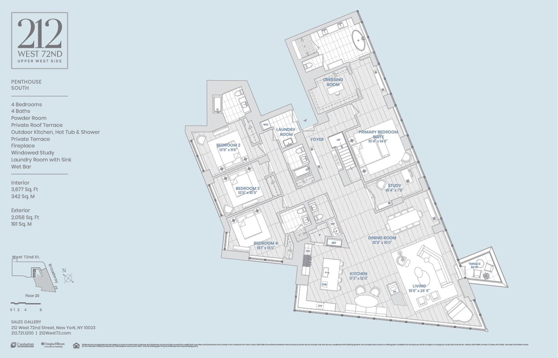 Floorplan for 212 West 72nd Street, PHS