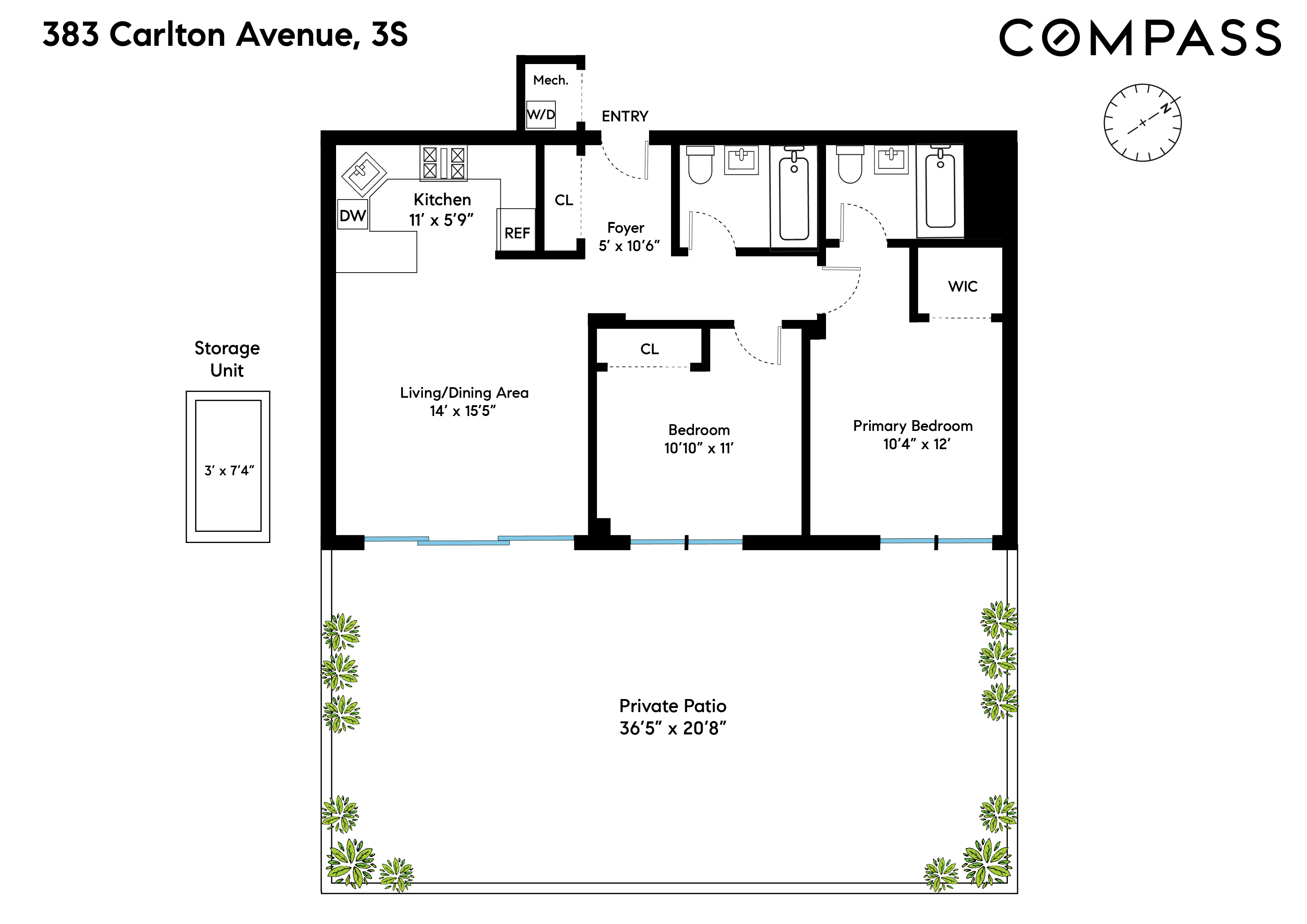 Floorplan for 383 Carlton Avenue, 3S