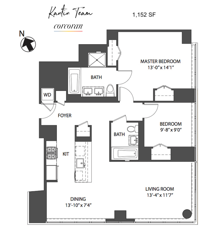 Floorplan for 1 Northside Piers, 12E