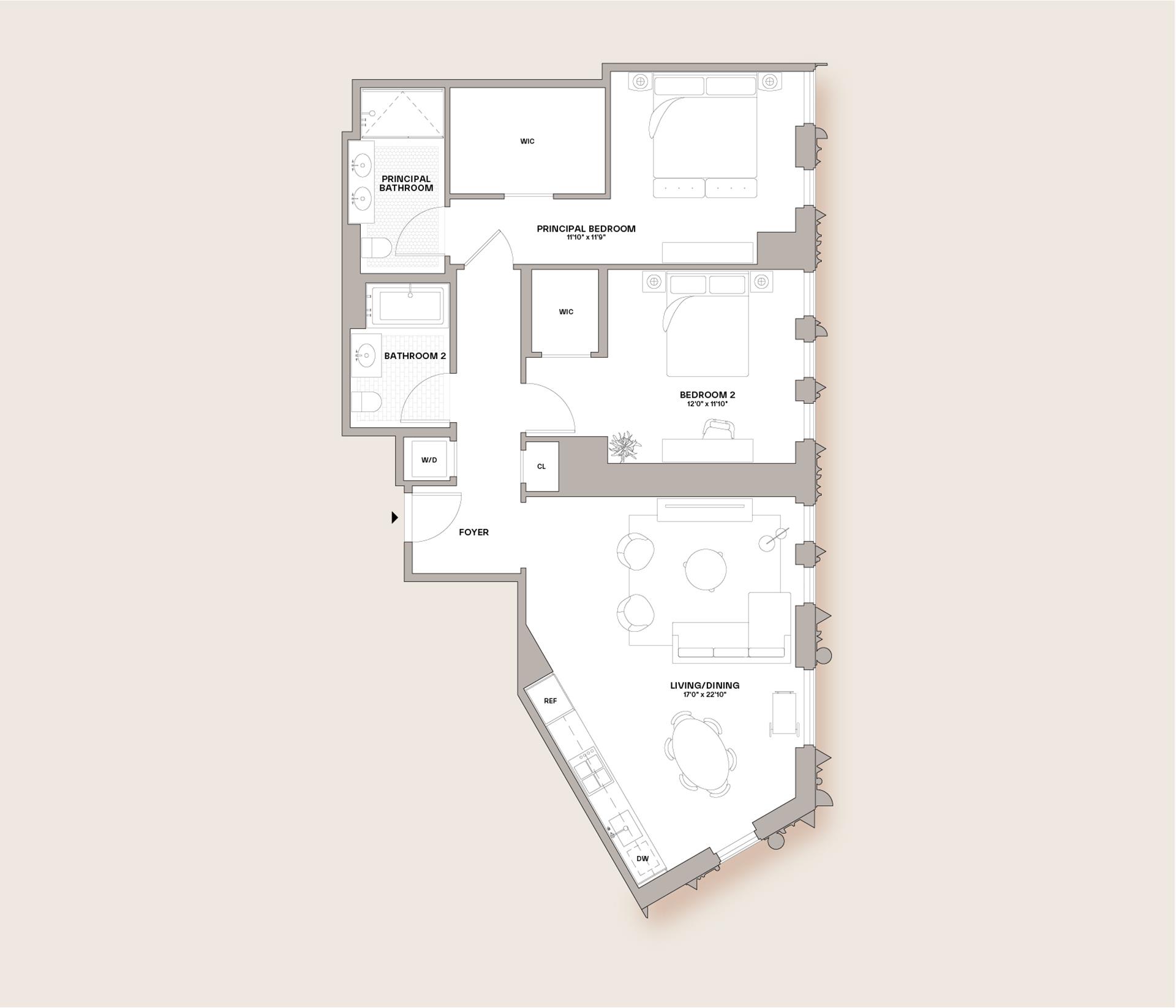 Floorplan for 55 Fleet Street, 41F