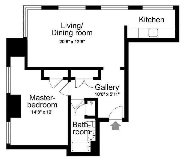 Floorplan for 425 5th Avenue, 19-F