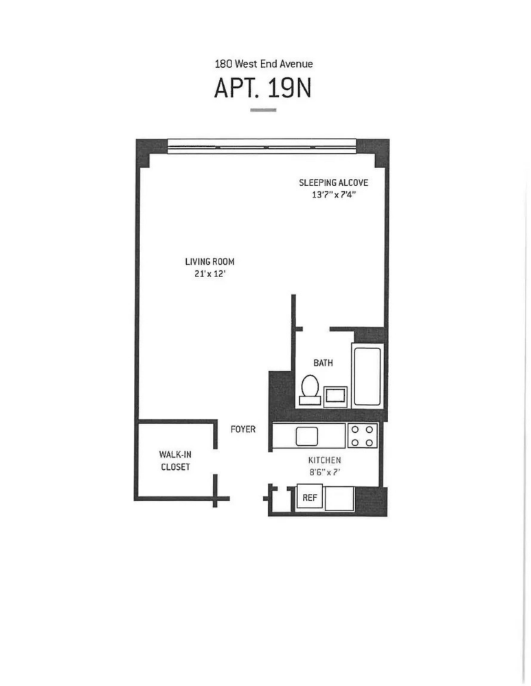 Floorplan for 180 West End Avenue, 19N