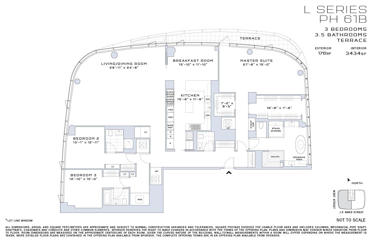 Floorplan for 50 West Street, PH-61B