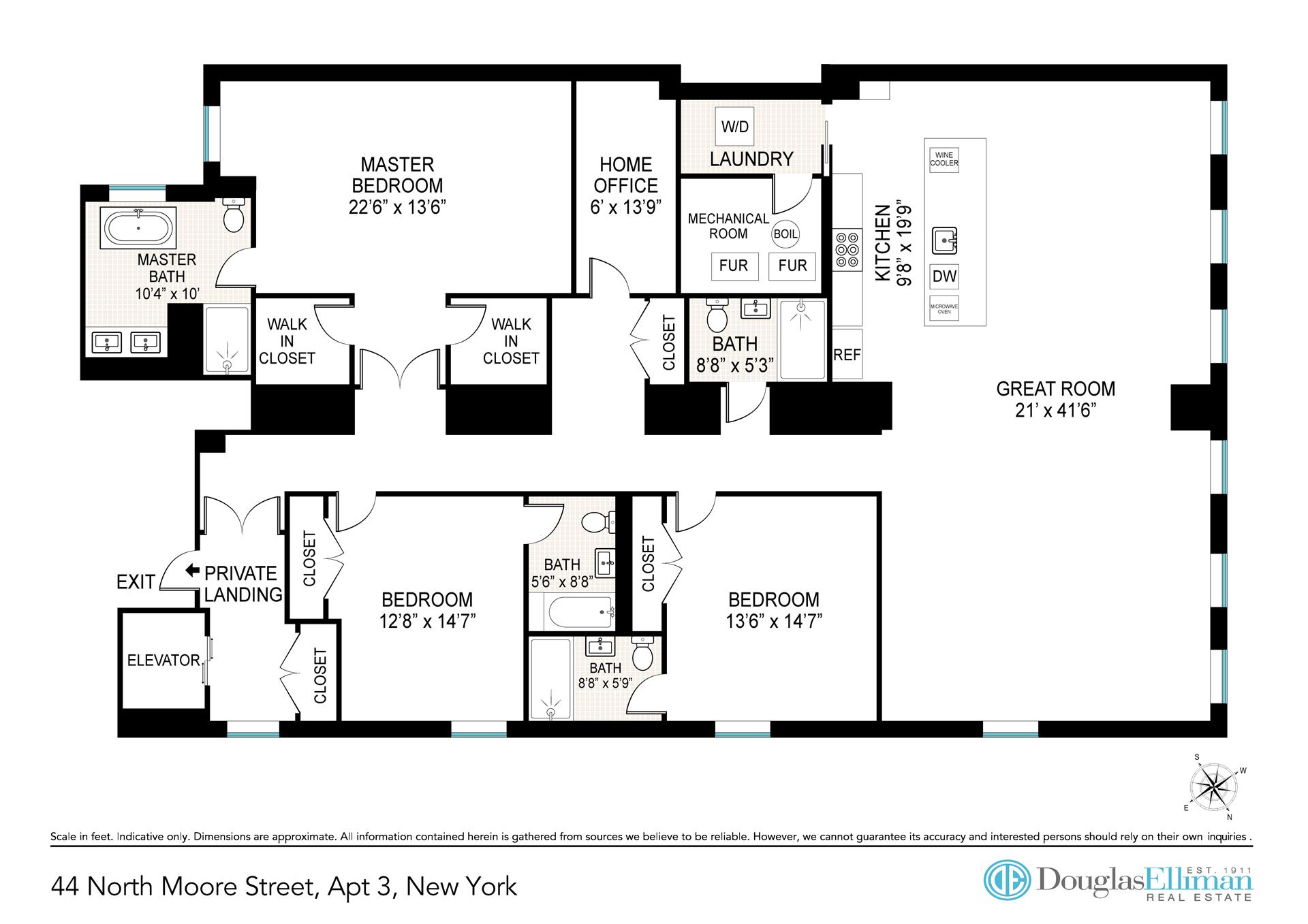 Floorplan for 44 North Moore Street, 3