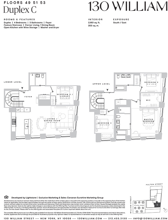 Floorplan for 130 William Street, 53C