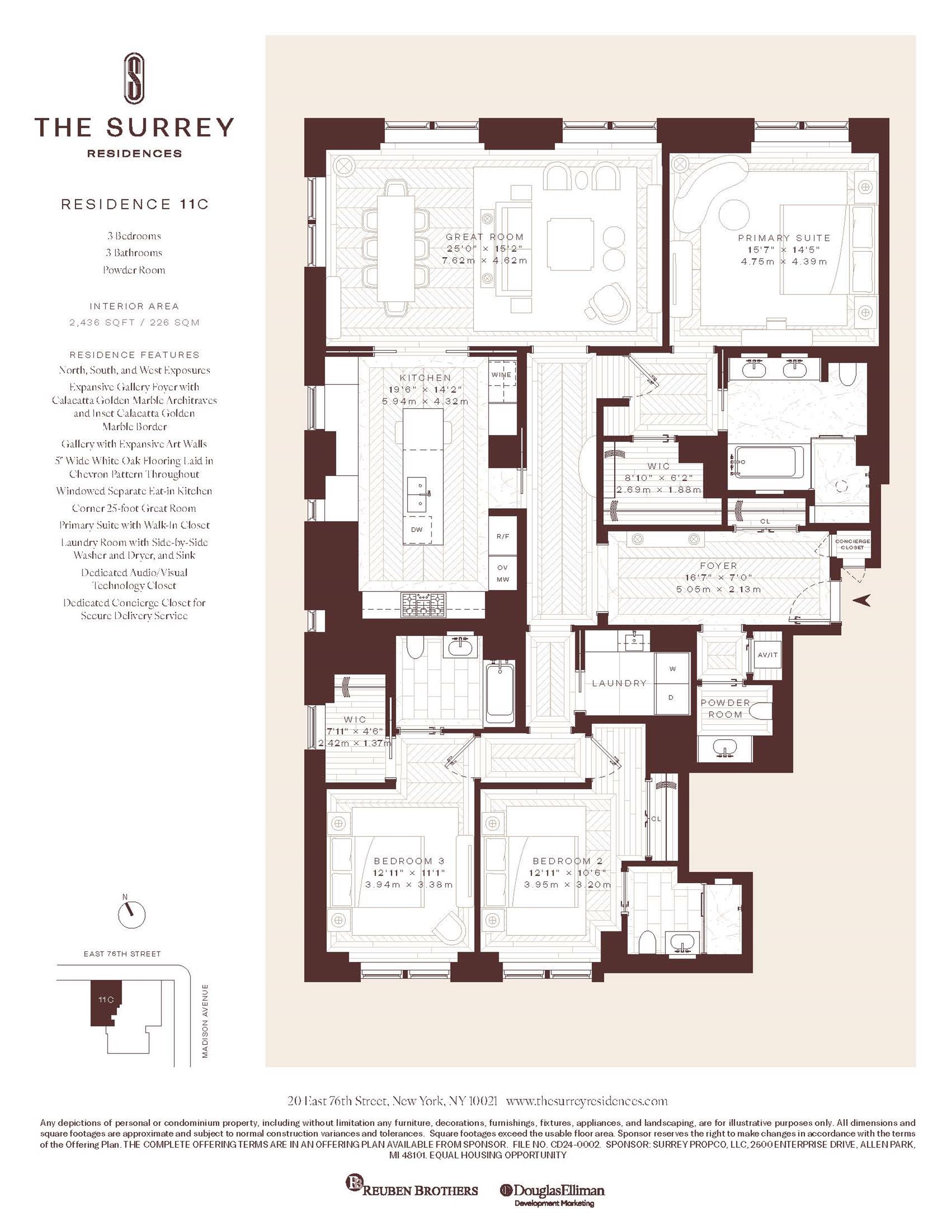 Floorplan for 20 East 76th Street, 11C