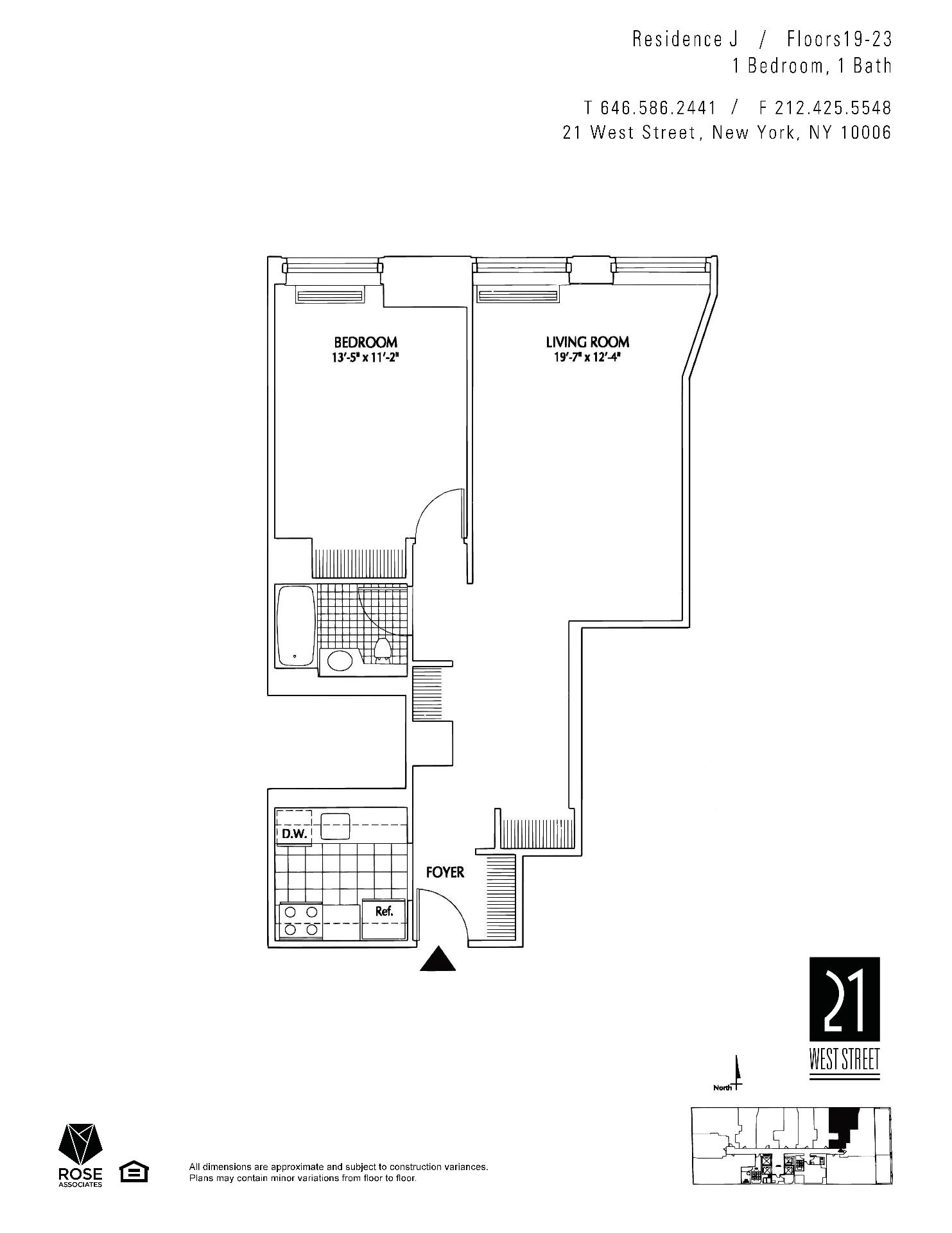 Floorplan for 21 West Street, 20-J