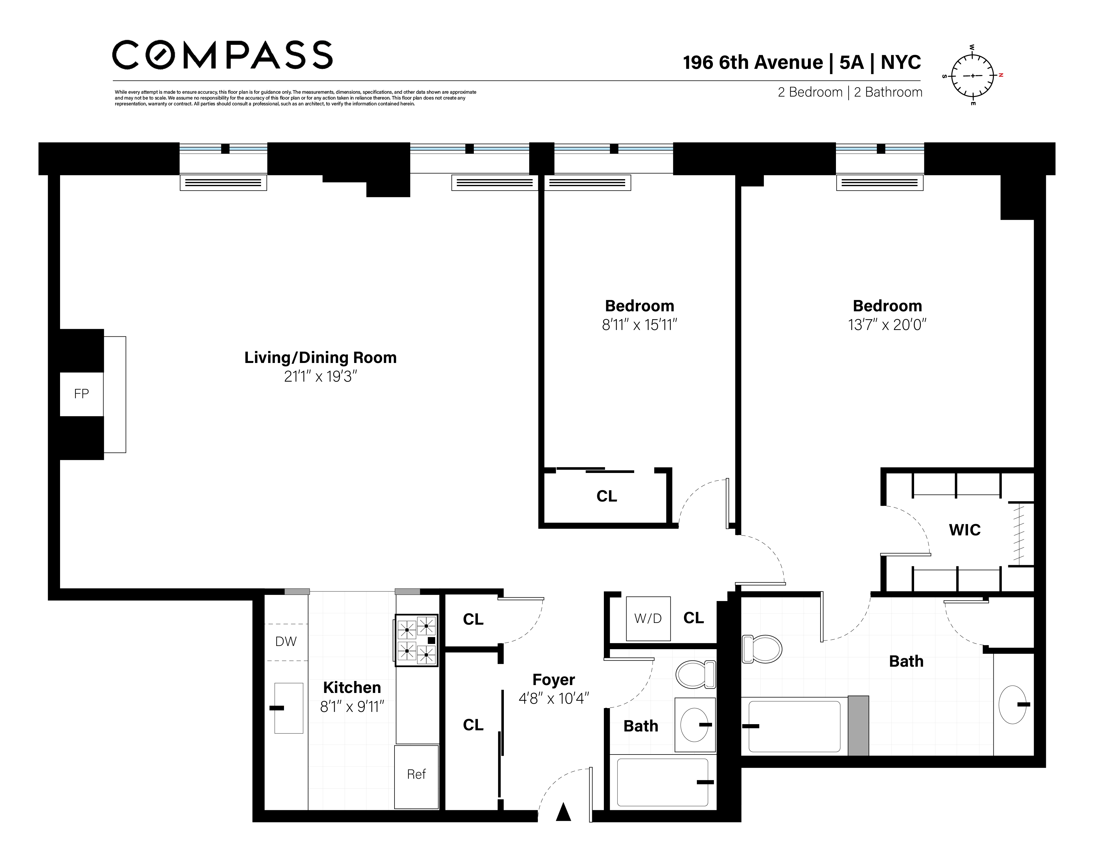 Floorplan for 196 6th Avenue, 5A