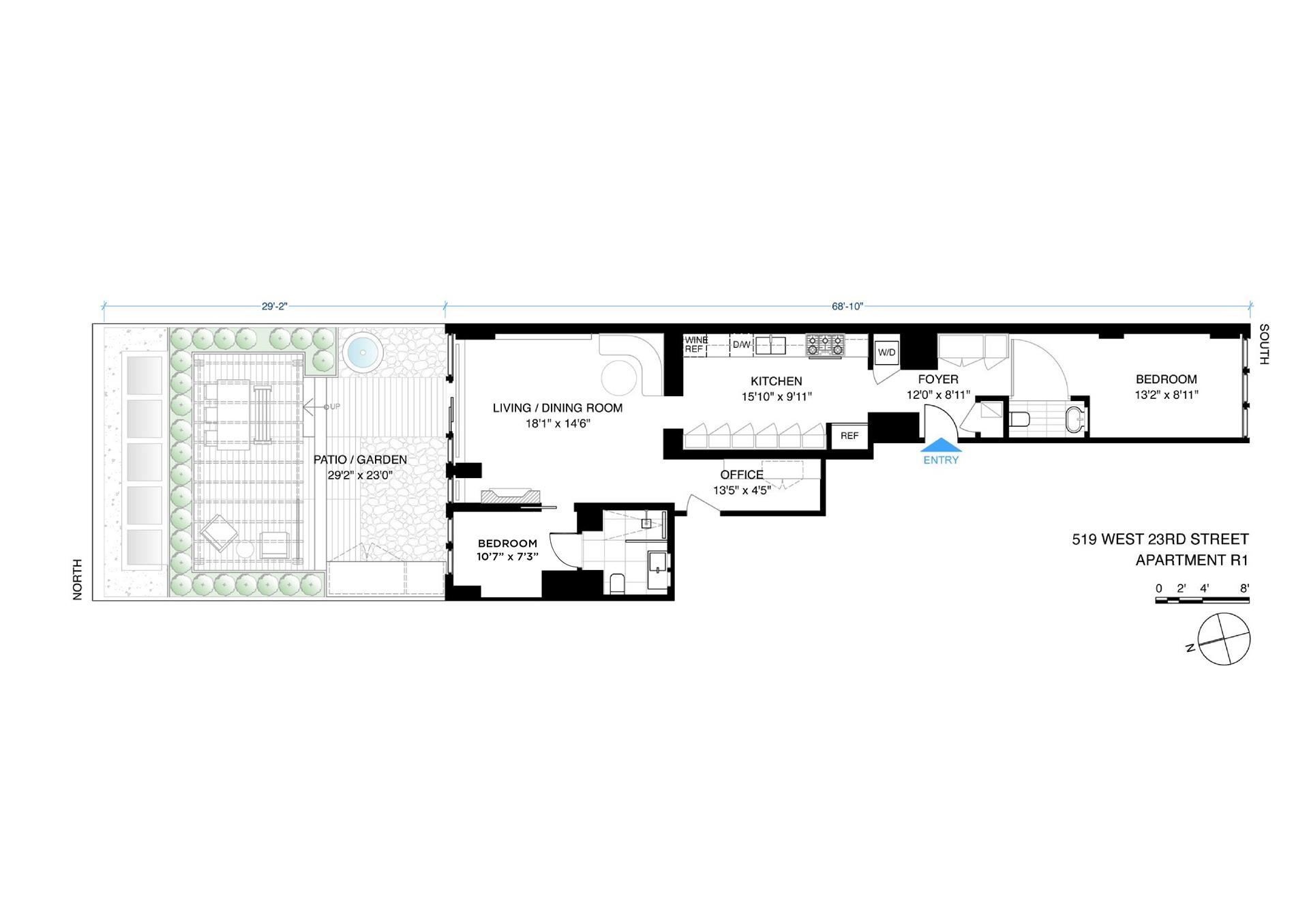 Floorplan for 519 West 23rd Street, GARDEN