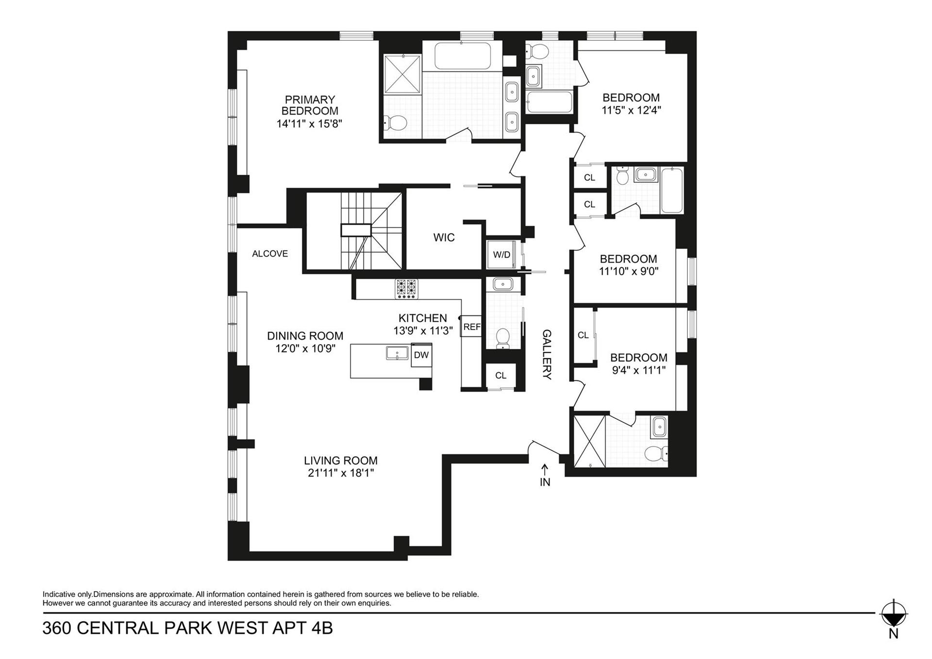 Floorplan for 360 Central Park, 4B