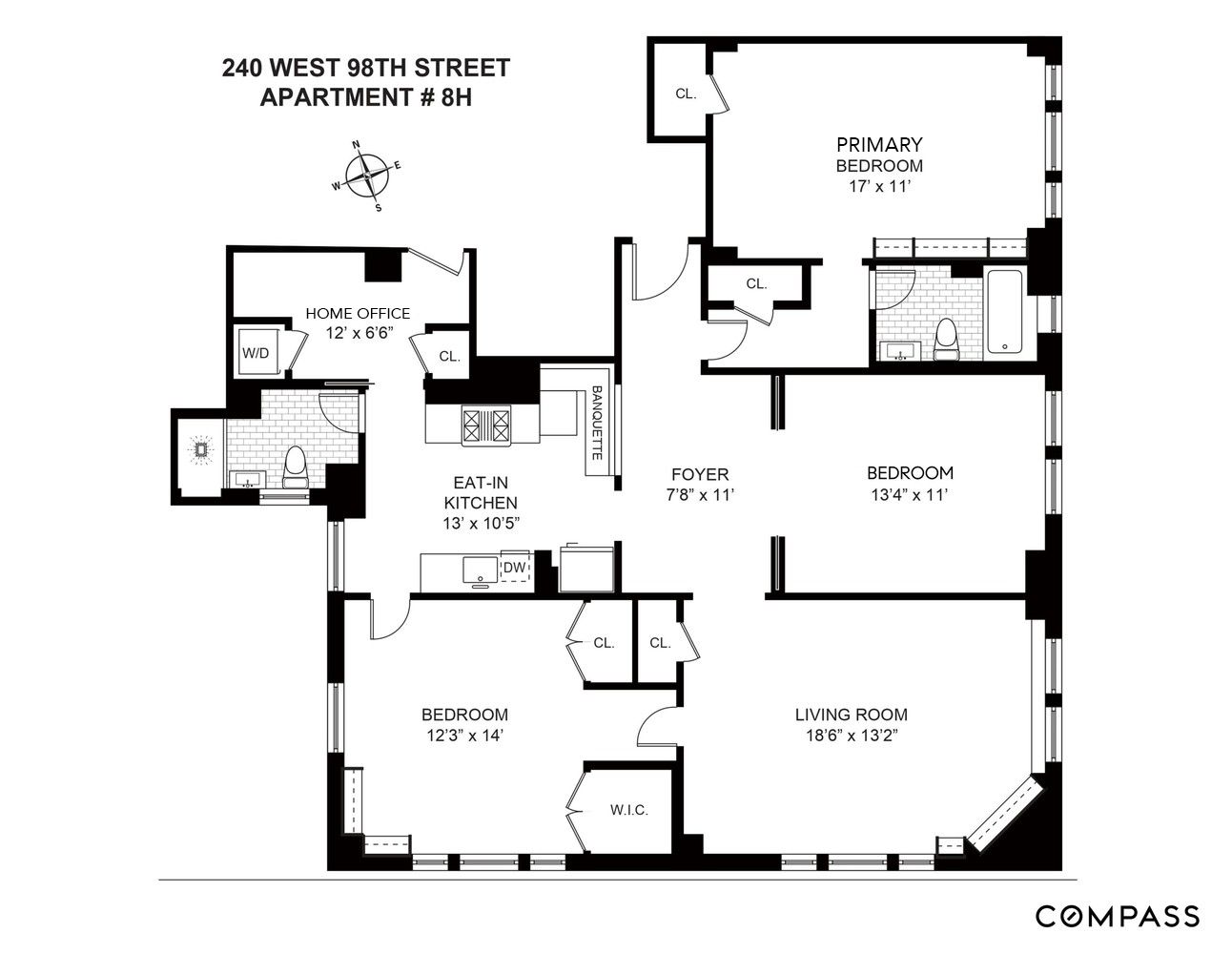 Floorplan for 240 West 98th Street, 8H