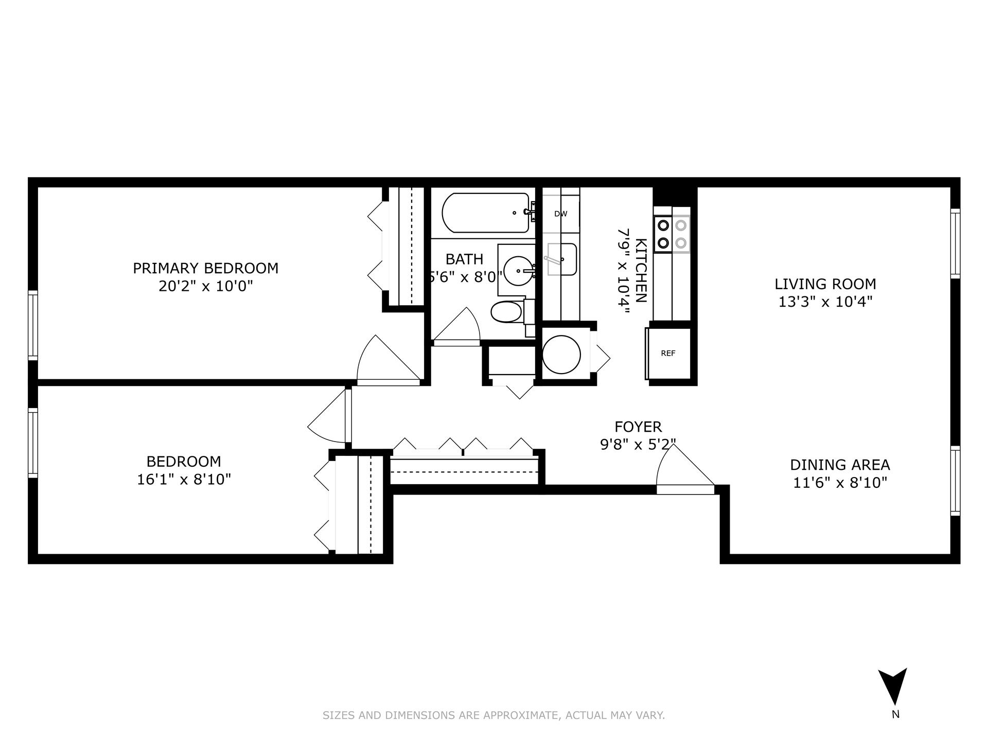 Floorplan for 626 Washington Street, 2B