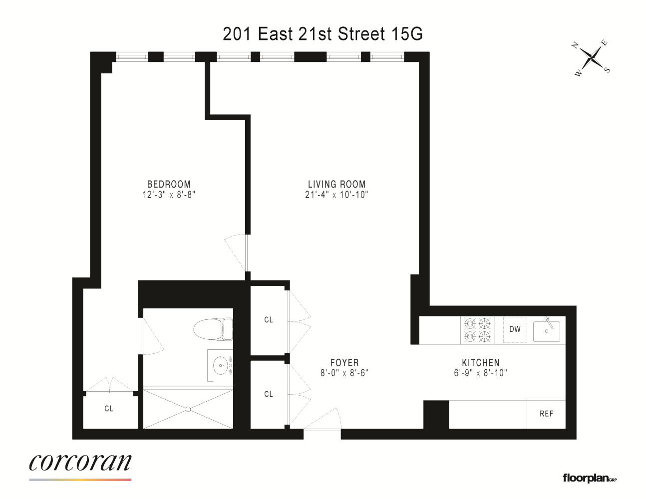 Floorplan for 201 East 21st Street, 15G