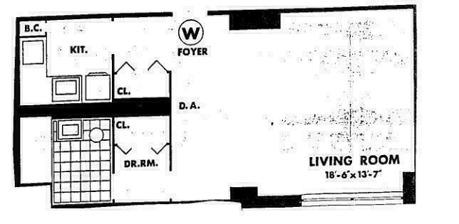 Floorplan for 300 West 55th Street, 8W