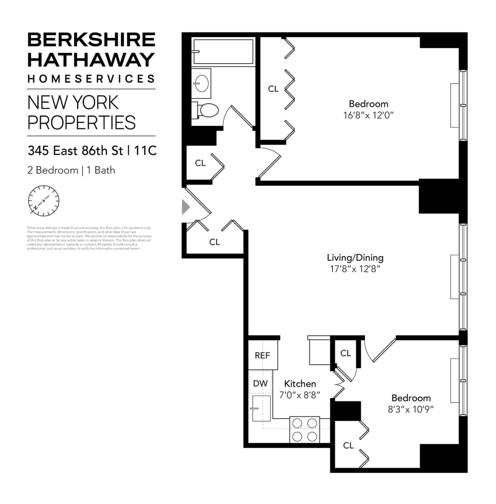 Floorplan for 345 East 86th Street, 11C