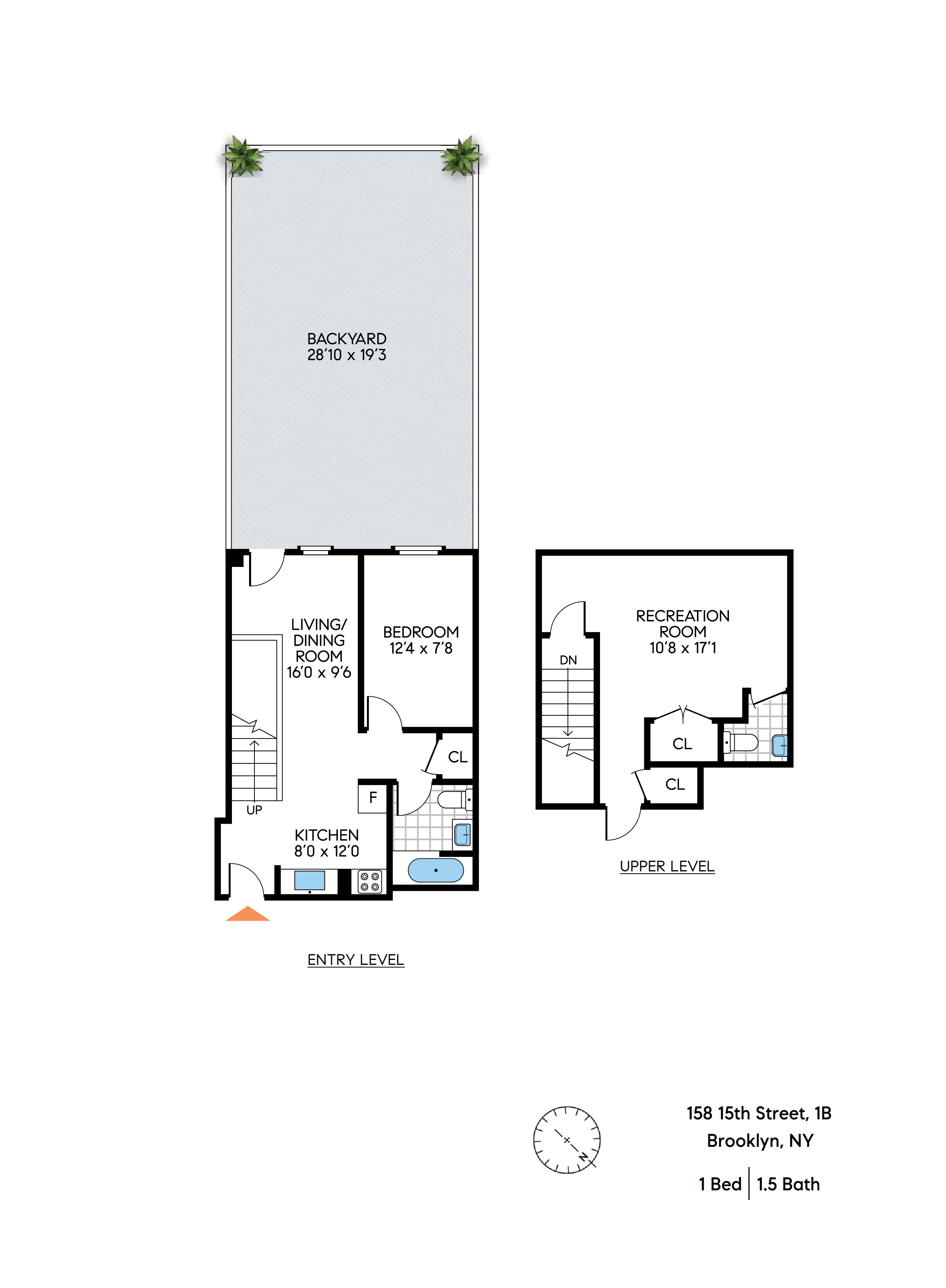 Floorplan for 158 15th Street, 1B