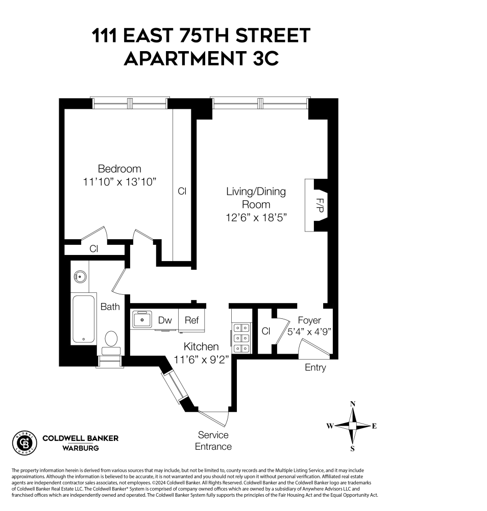 Floorplan for 111 East 75th Street, 3C