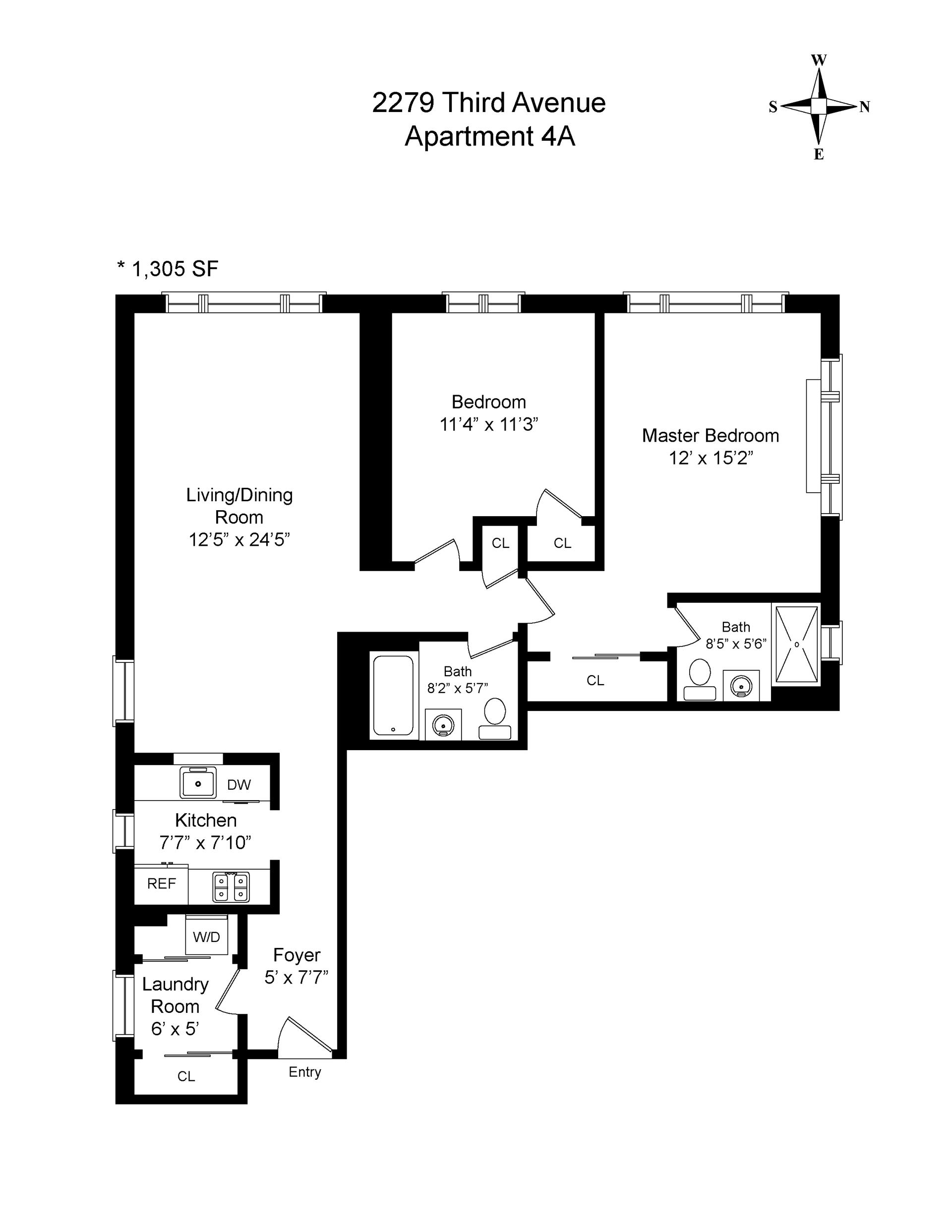 Floorplan for 2279 3rd Avenue, 4A