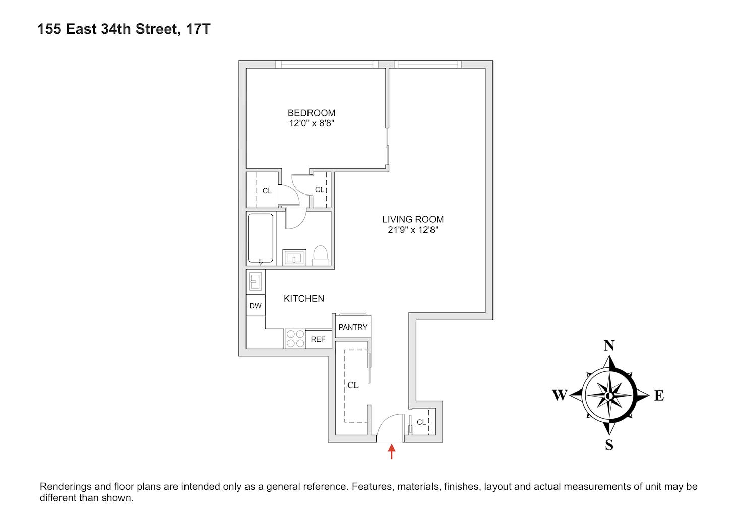 Floorplan for 155 East 34th Street, 17-T