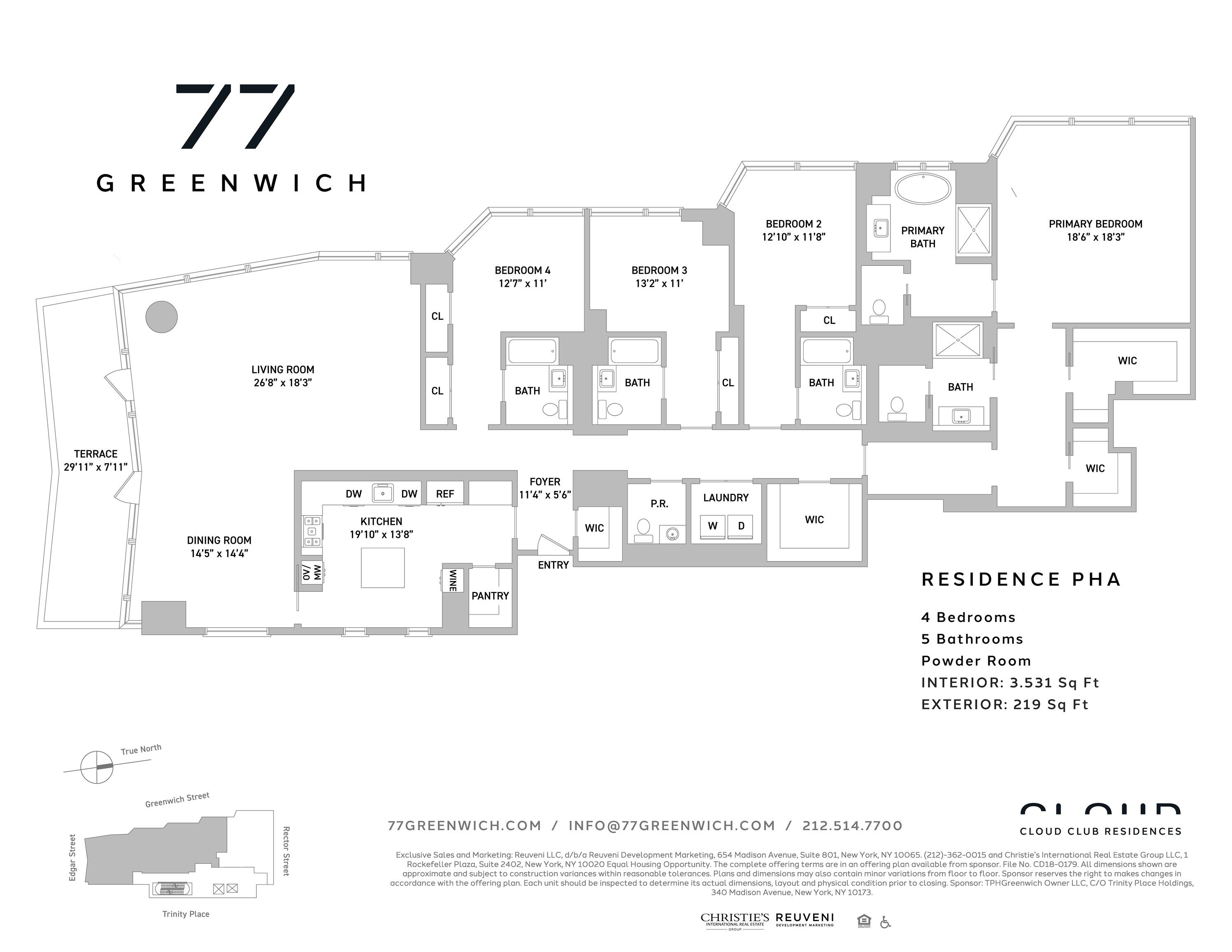 Floorplan for 77 Greenwich Street, PH