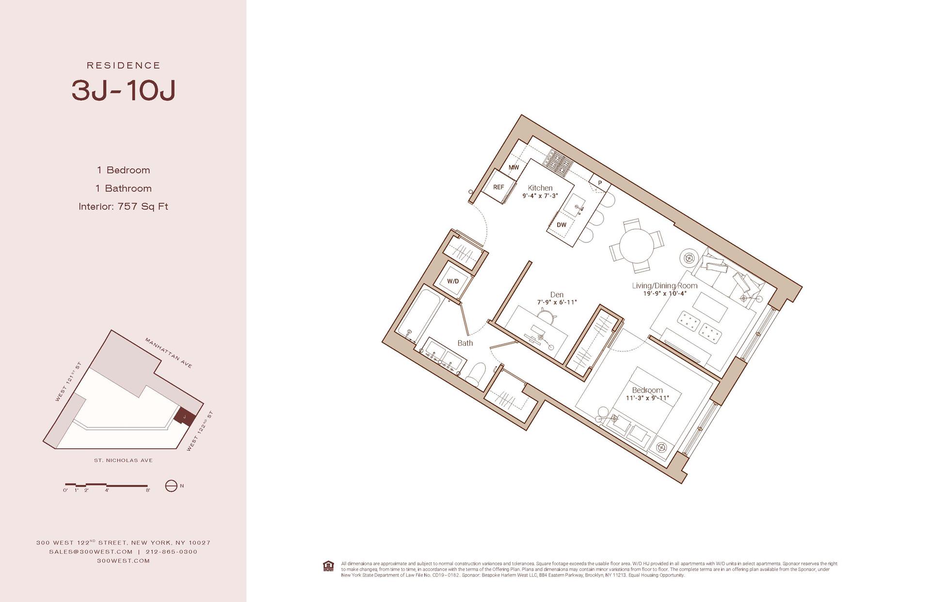 Floorplan for 300 West 122nd Street, 8J