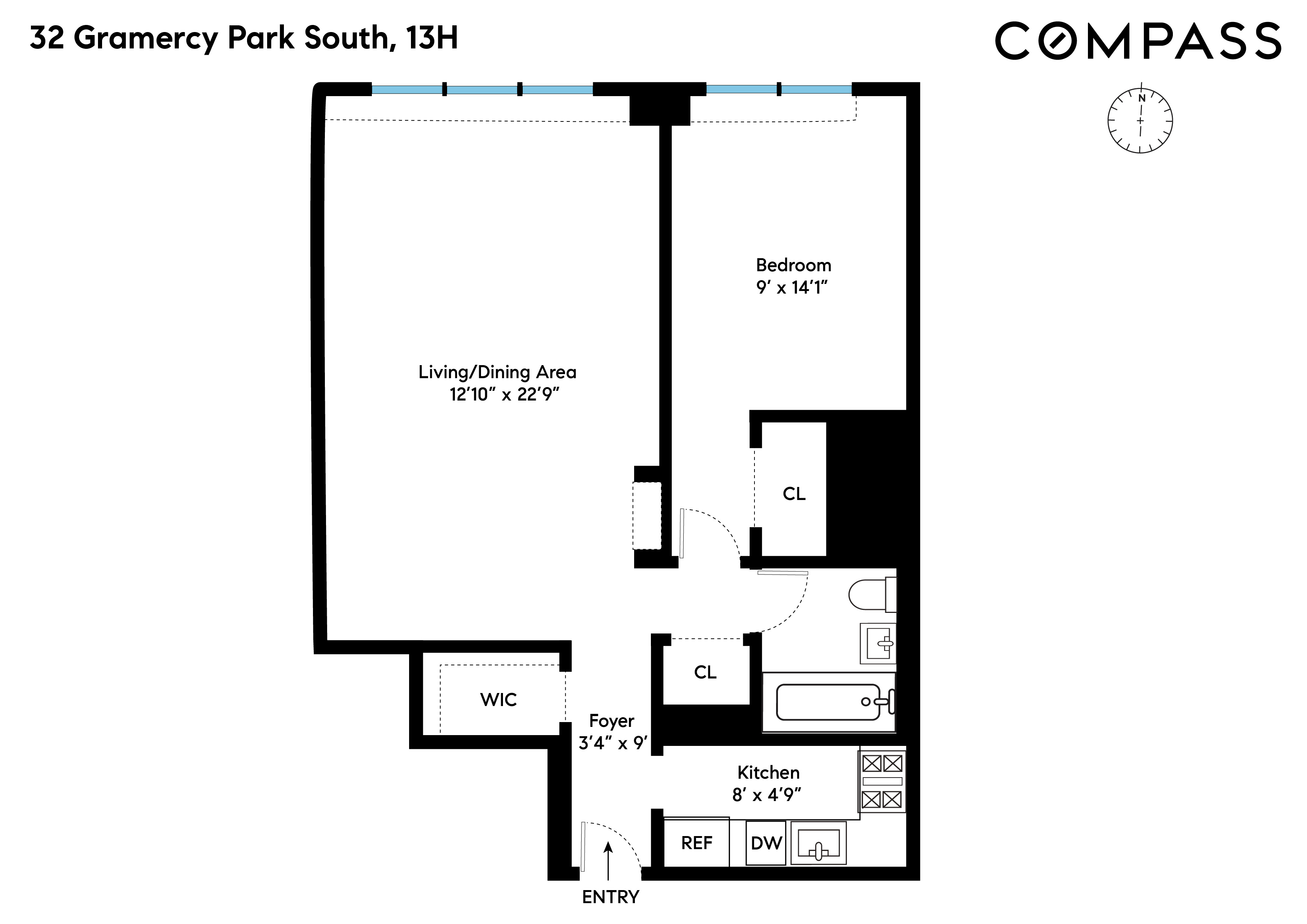 Floorplan for 32 Gramercy Park, 13H