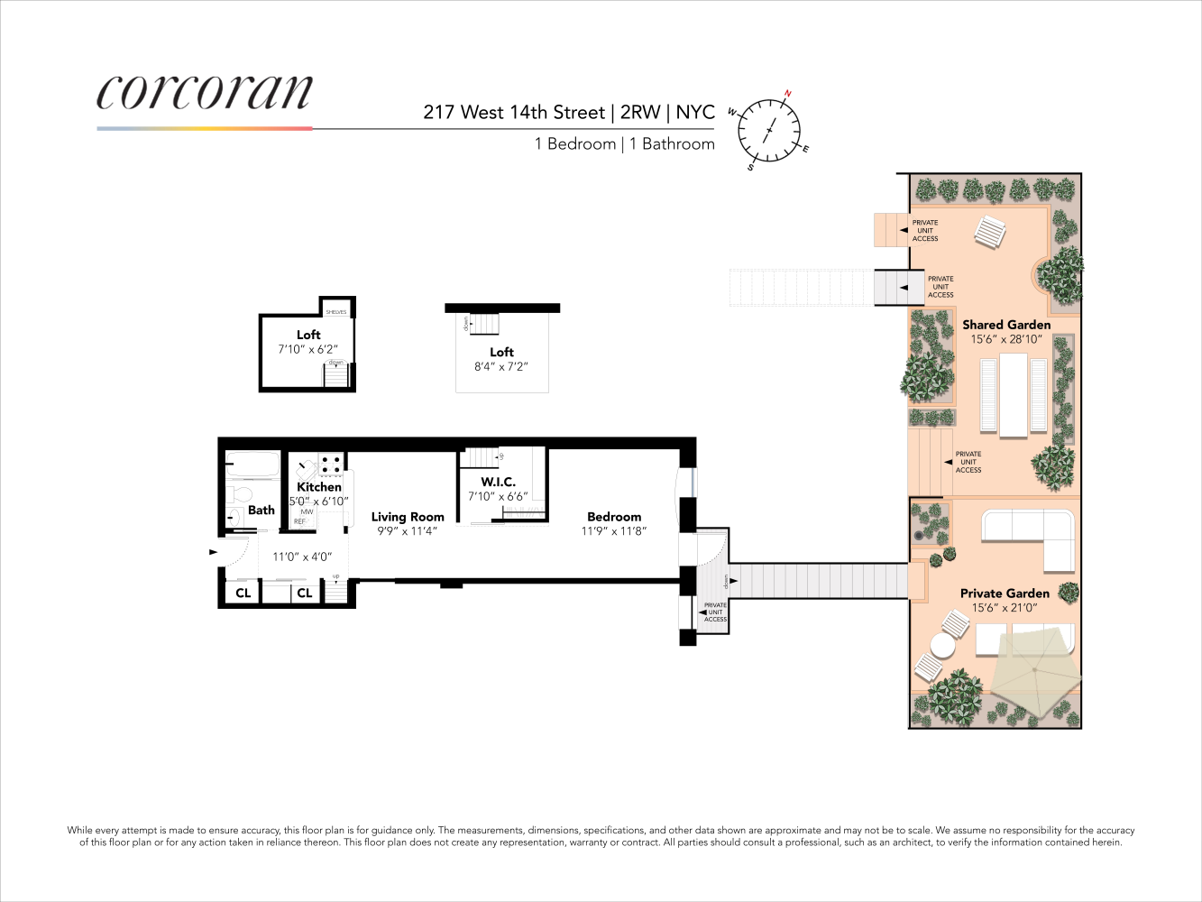 Floorplan for 217 14th Street, 2RW