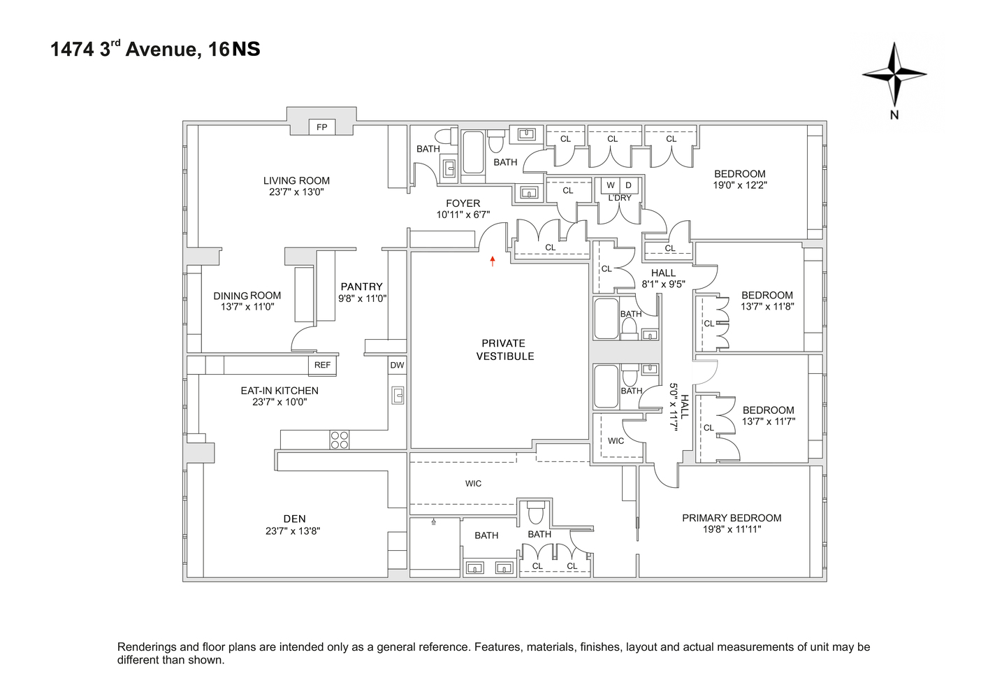 Floorplan for 1474 3rd Avenue, 16NS