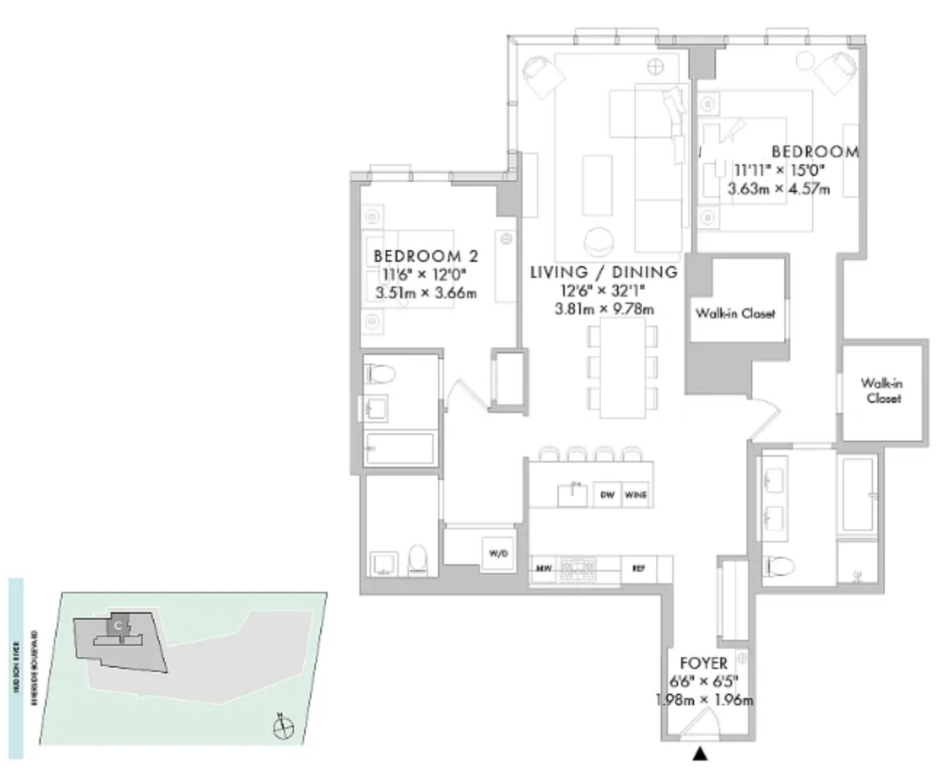 Floorplan for 30 Riverside Boulevard, 31C