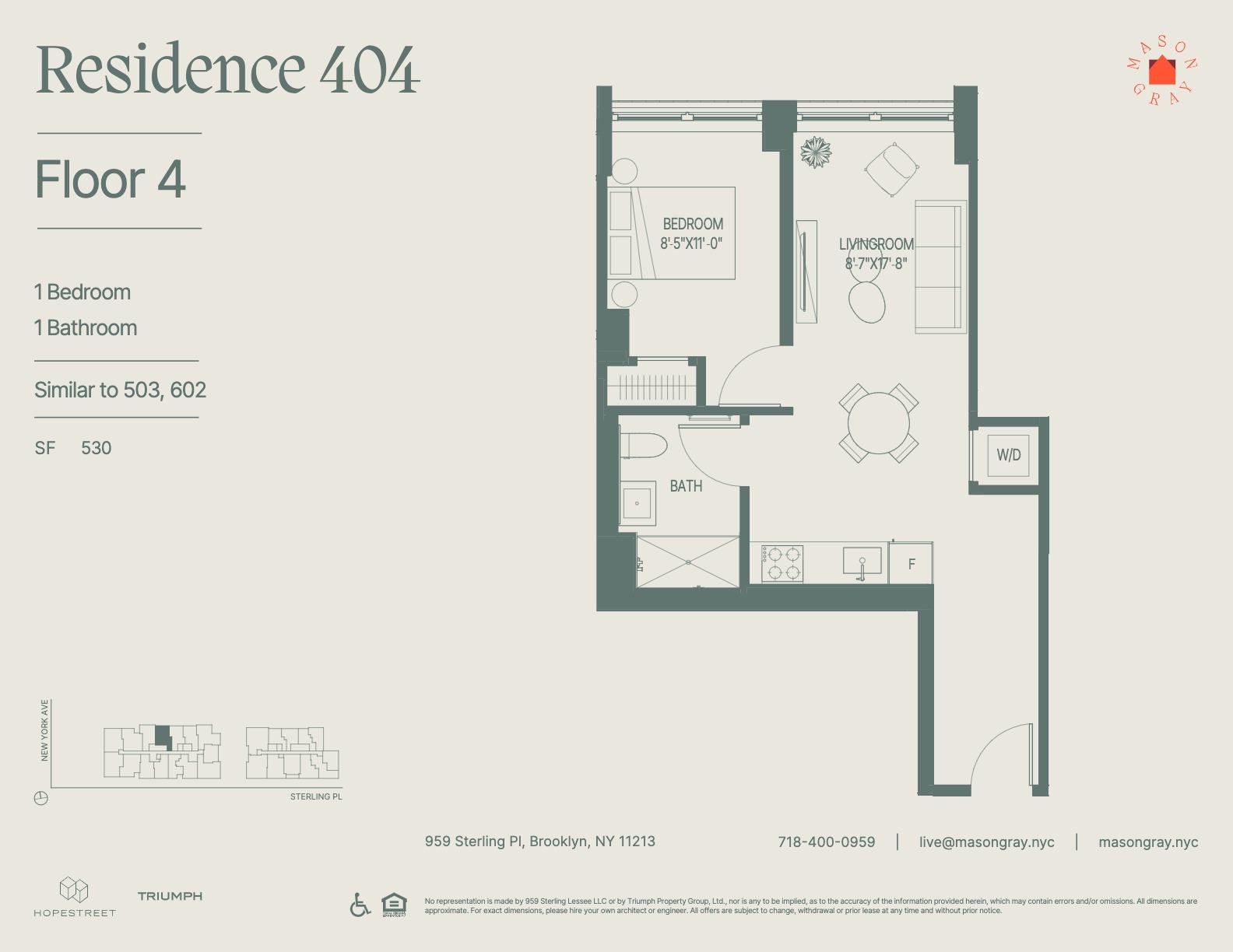 Floorplan for 955 Sterling Place, 602