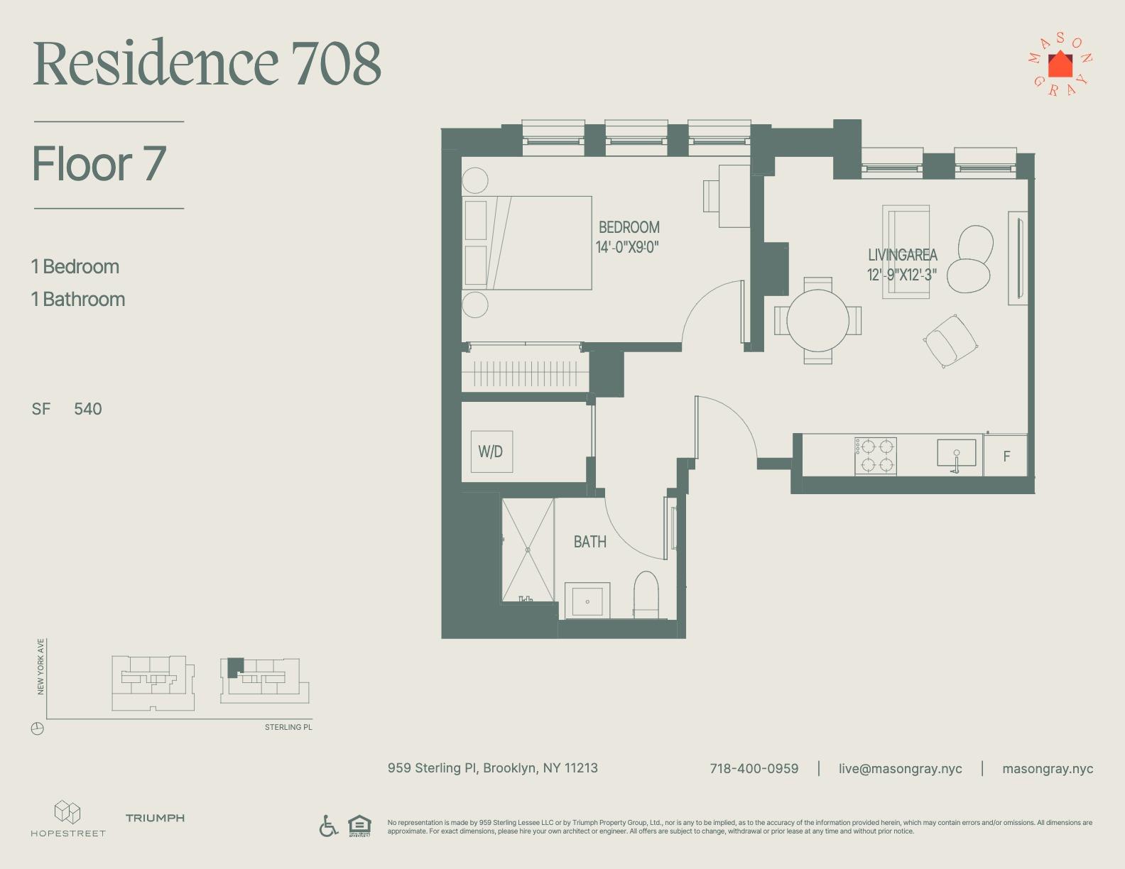 Floorplan for 955 Sterling Place, 708