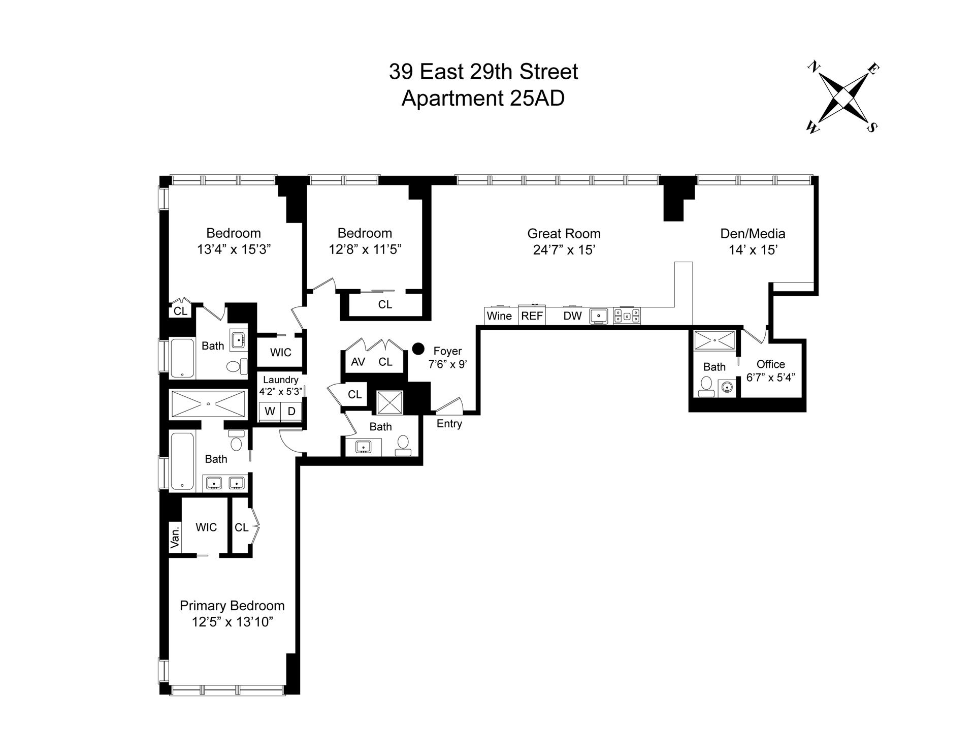 Floorplan for 39 East 29th Street, 25A