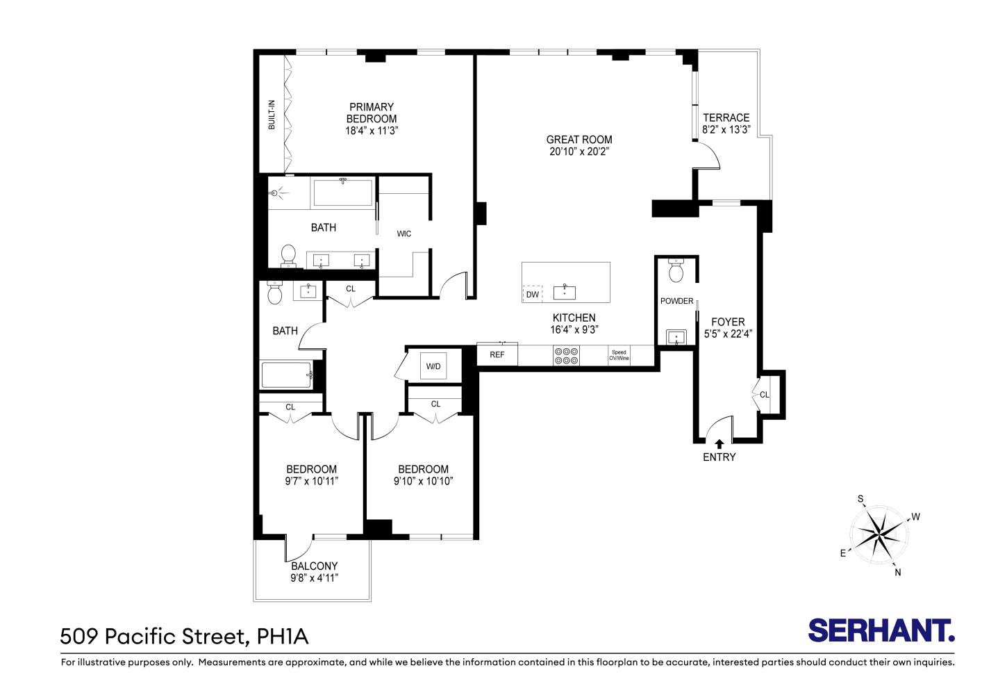 Floorplan for 509 Pacific Street, PH1A