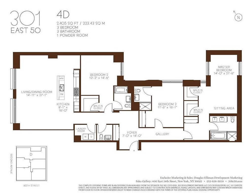 Floorplan for 301 East 50th Street, 4D