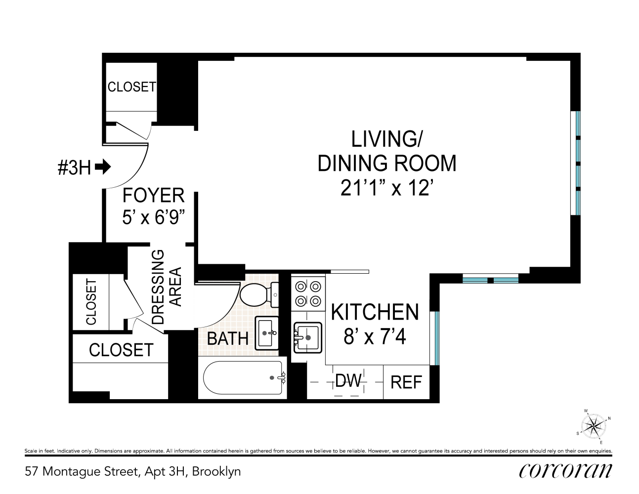 Floorplan for 57 Montague Street, 3H