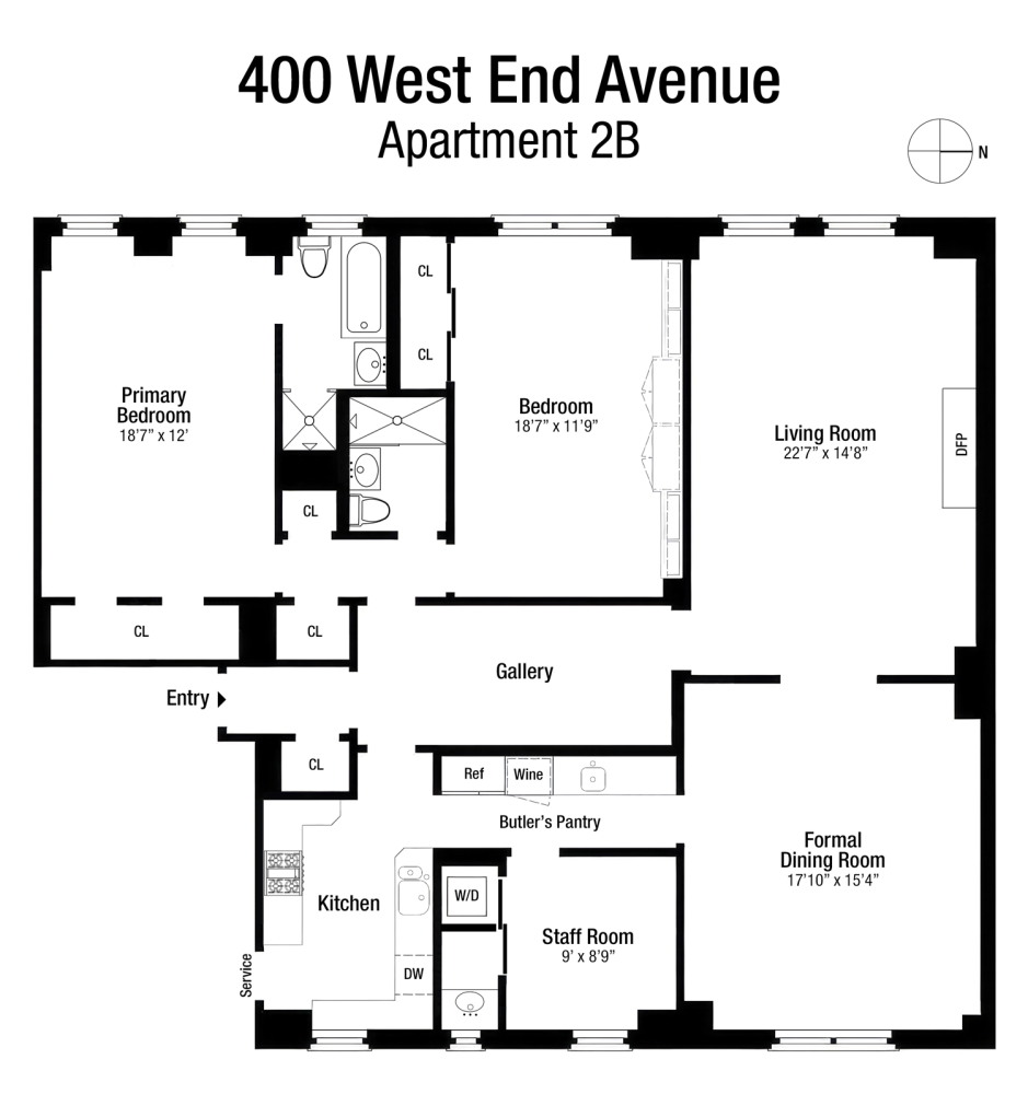 Floorplan for 400 West End Avenue, 2B