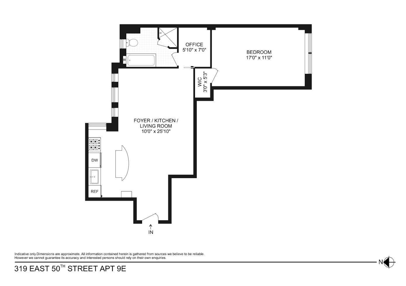 Floorplan for 319 East 50th Street, 9E