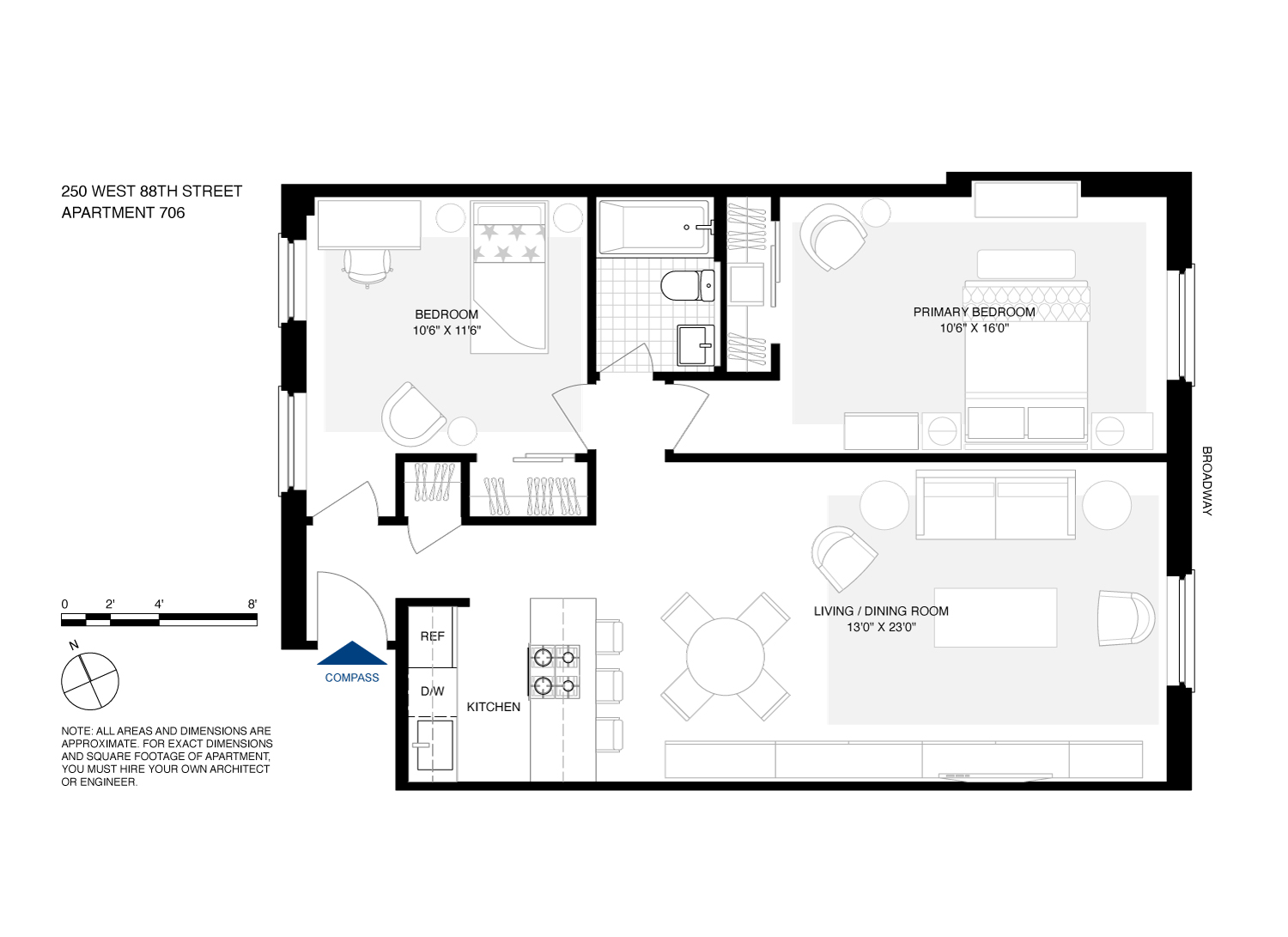 Floorplan for 250 West 88th Street, 706