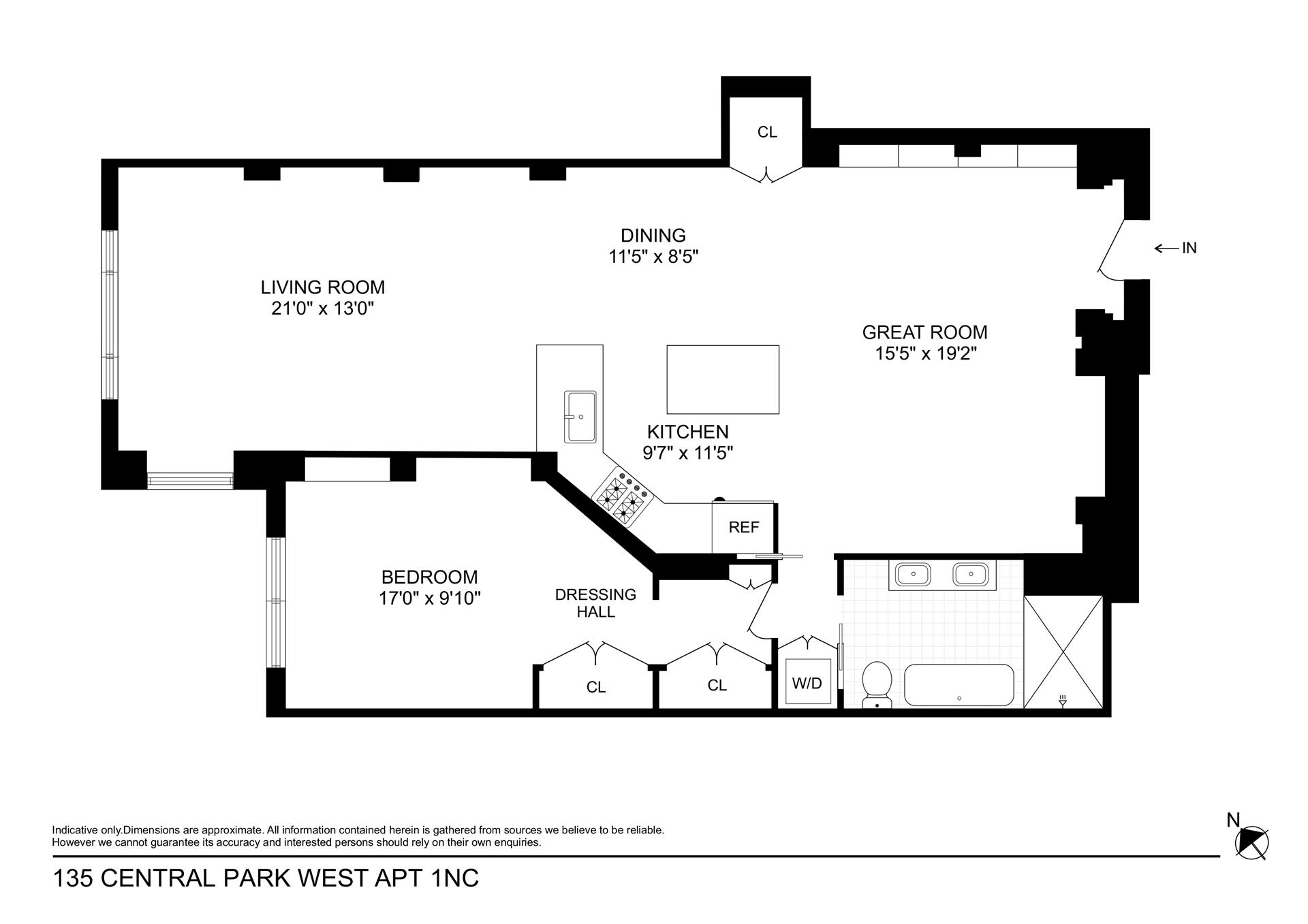 Floorplan for 135 Central Park, 1NC