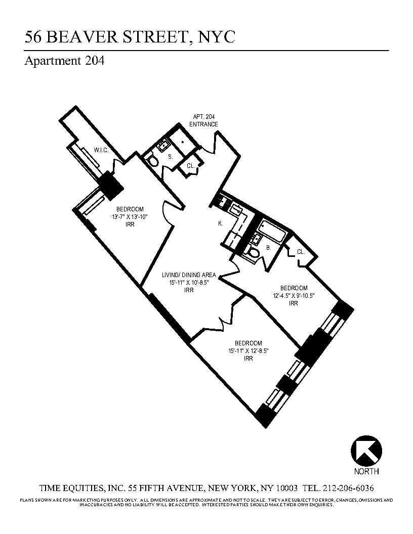 Floorplan for 56 Beaver Street, 204